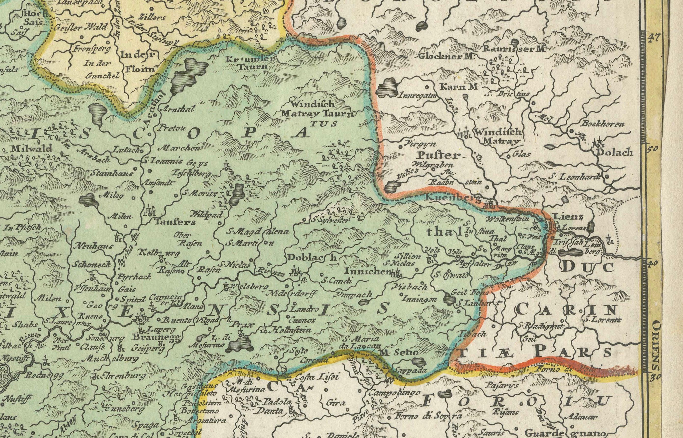 Carte du 18e siècle du Tyrol et des régions avoisinantes par Johann Baptist Homann en vente 1
