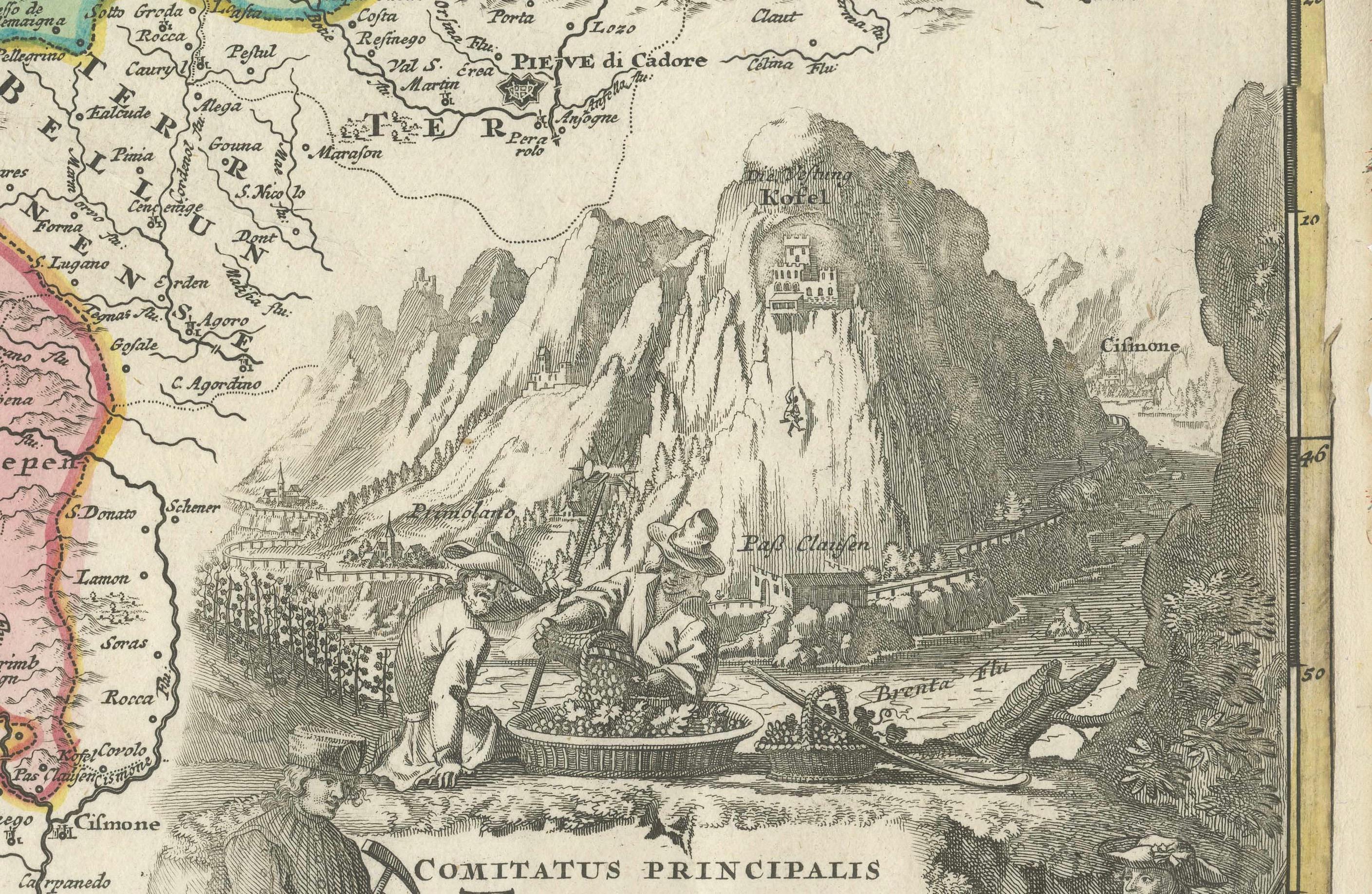 Carte du 18e siècle du Tyrol et des régions avoisinantes par Johann Baptist Homann en vente 2