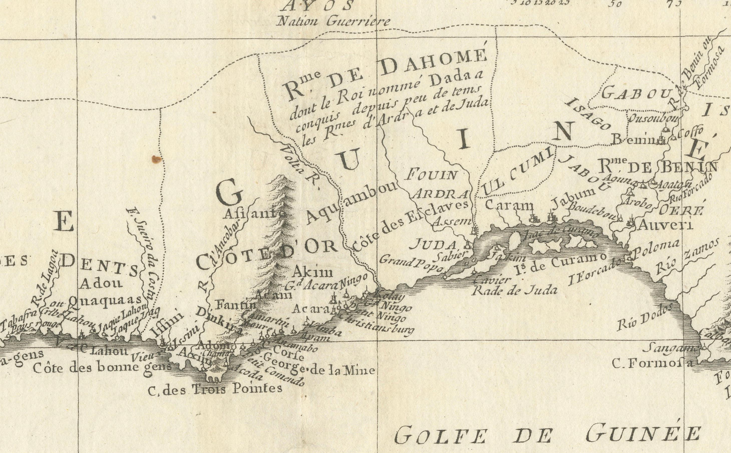 Engraved 18th Century Map of Upper Guinea: Kingdoms and Coastal Regions of West Africa For Sale