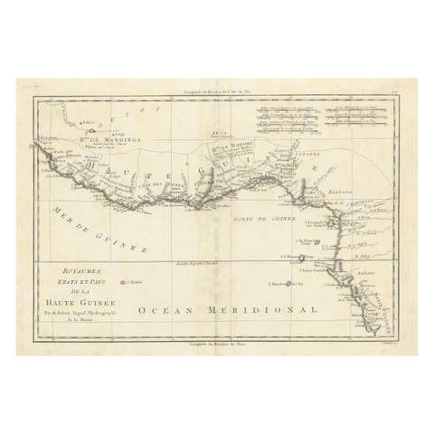 18th Century Map of Upper Guinea: Kingdoms and Coastal Regions of West Africa