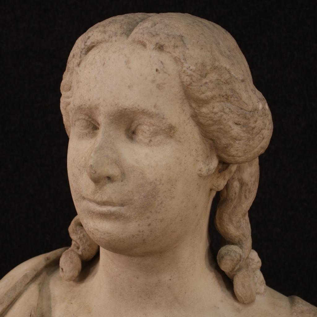 18th Century Marble Antique Italian Bust Noblewoman Portrait Sculpture, 1770 2