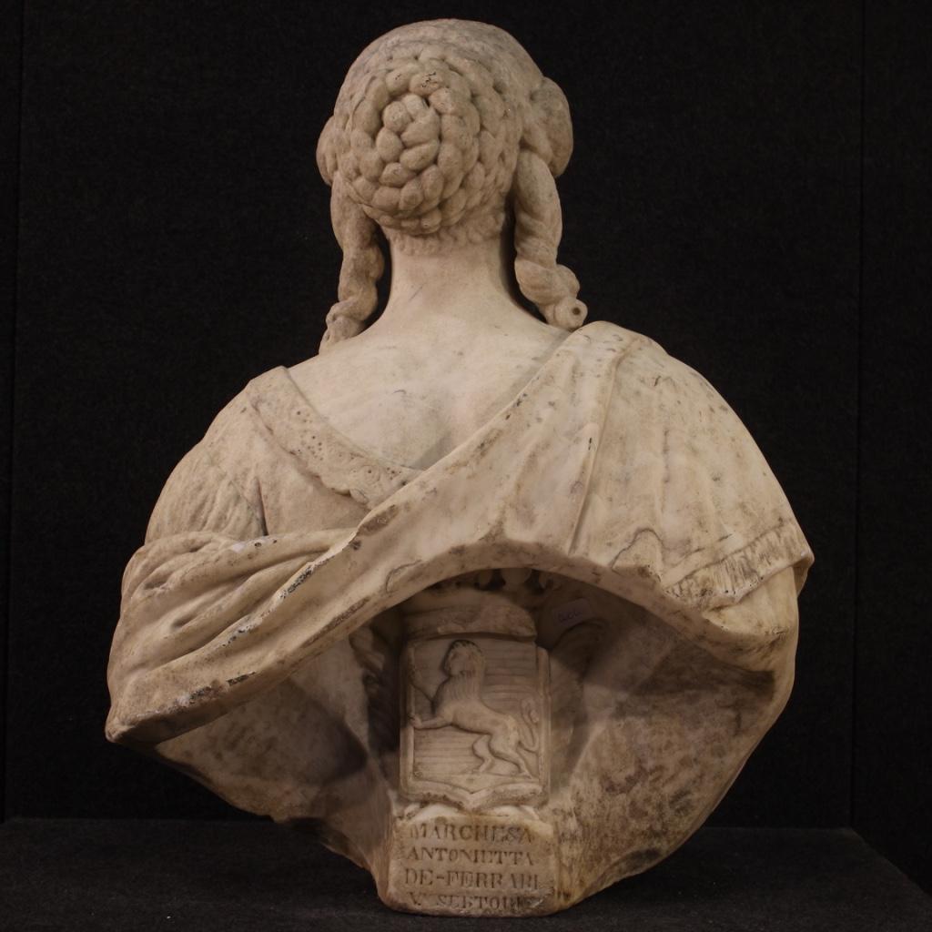 18th Century Marble Antique Italian Bust Noblewoman Portrait Sculpture, 1770 6