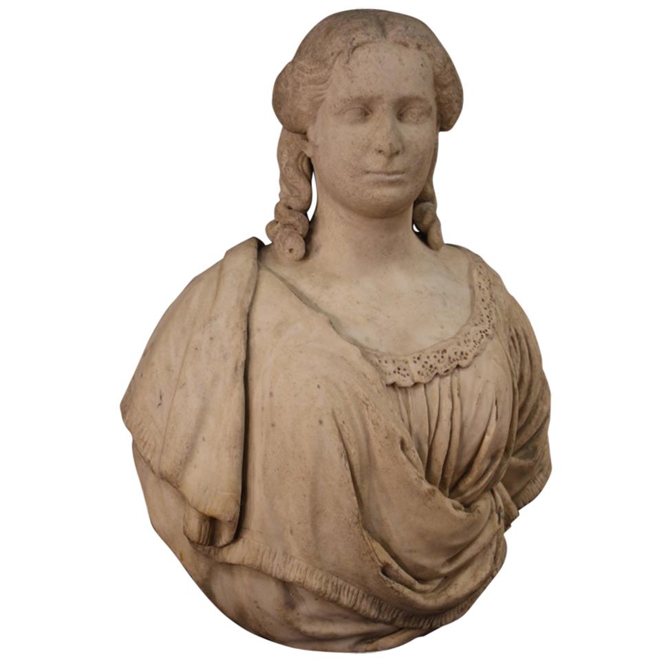 18th Century Marble Antique Italian Bust Noblewoman Portrait Sculpture, 1770