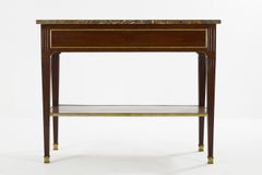 18th Century Marble Top French Mahogany Console with Brass Inlay