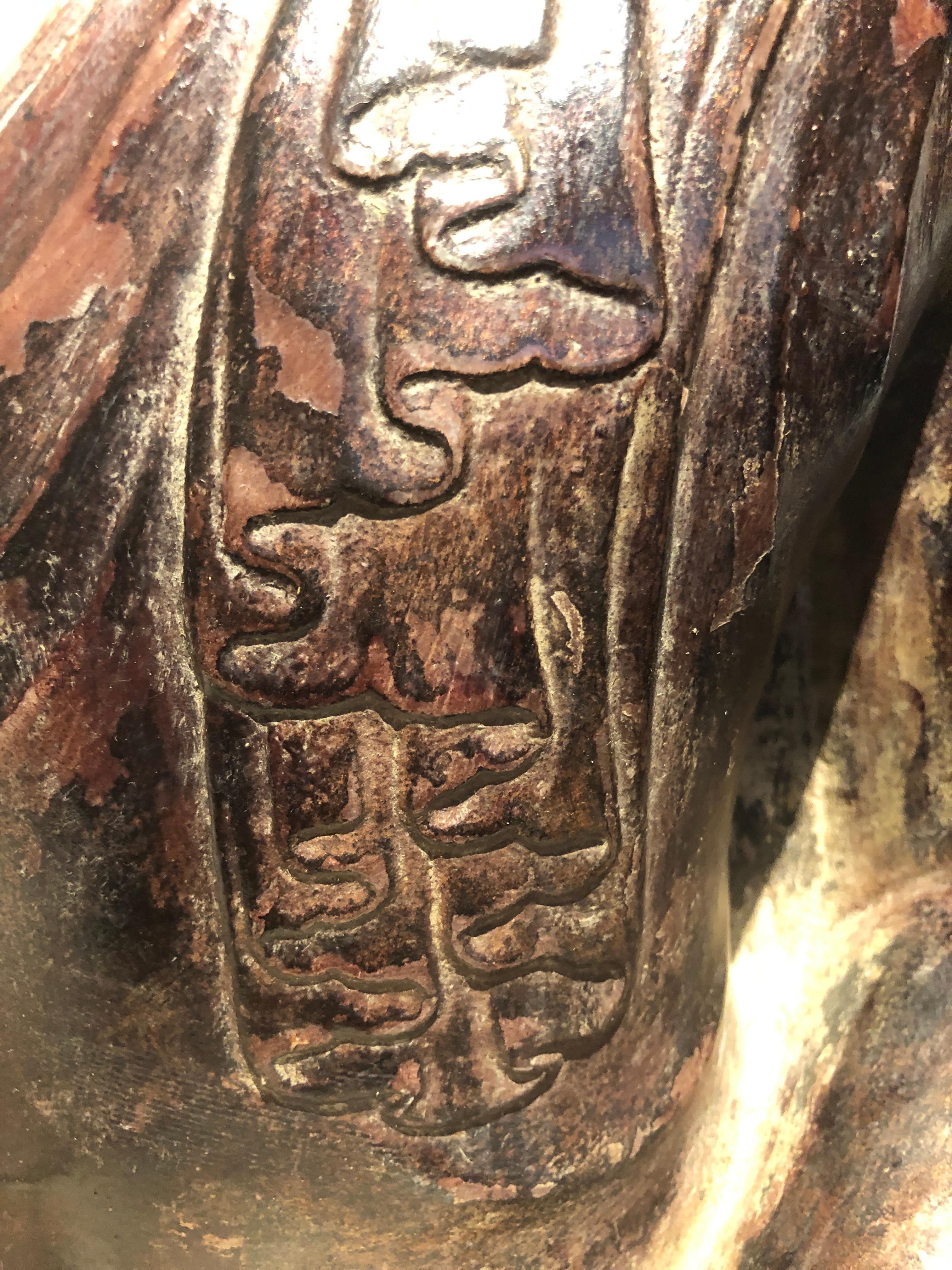 Lacquered 18th Century, Marble Virasana Buddha in Bhumisparsa Mudra, Mandalay, Burma For Sale
