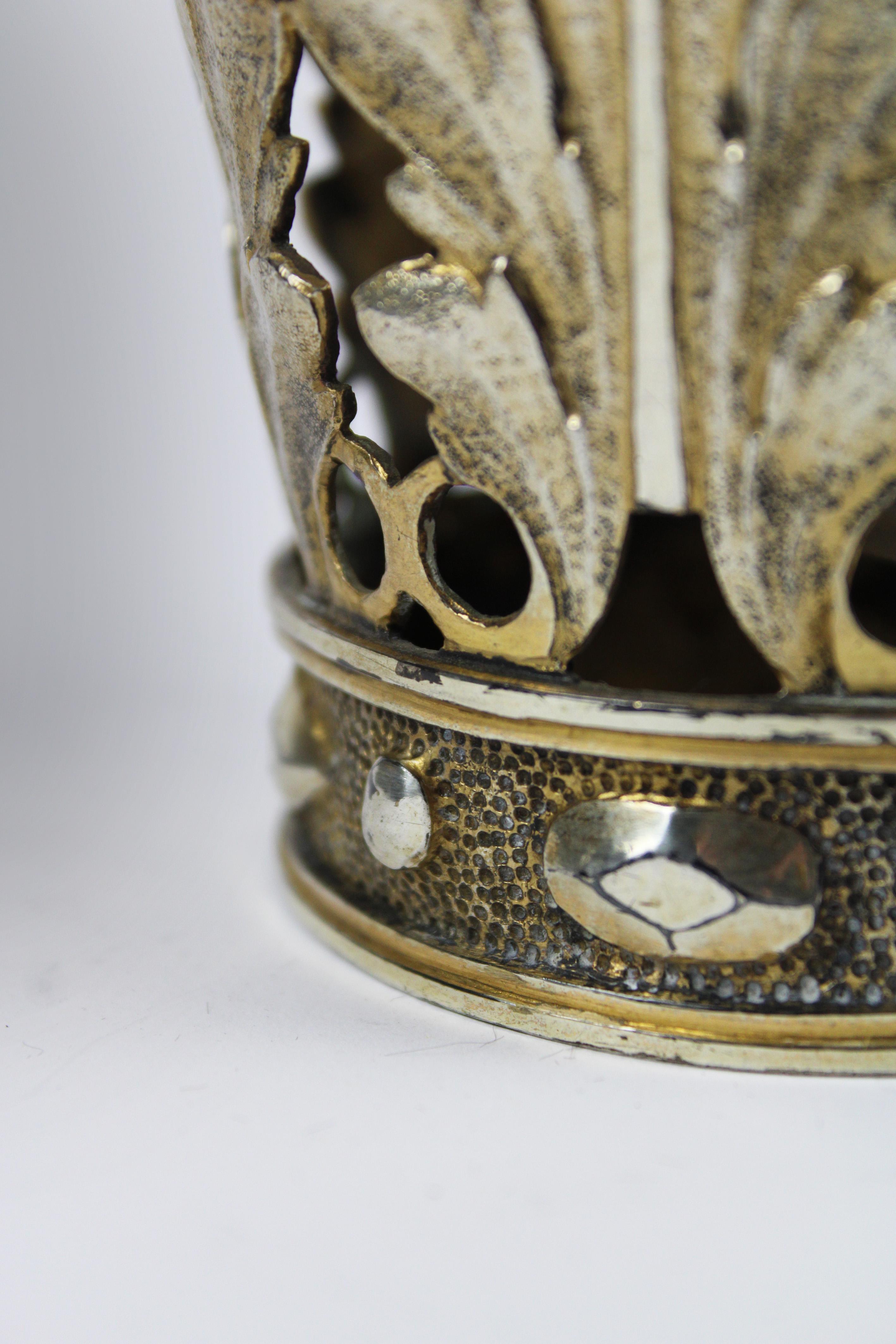 XVIIIe siècle Maria Crown Vermeille Silver Gilded Illegible Hallmarks Flanders en vente 3