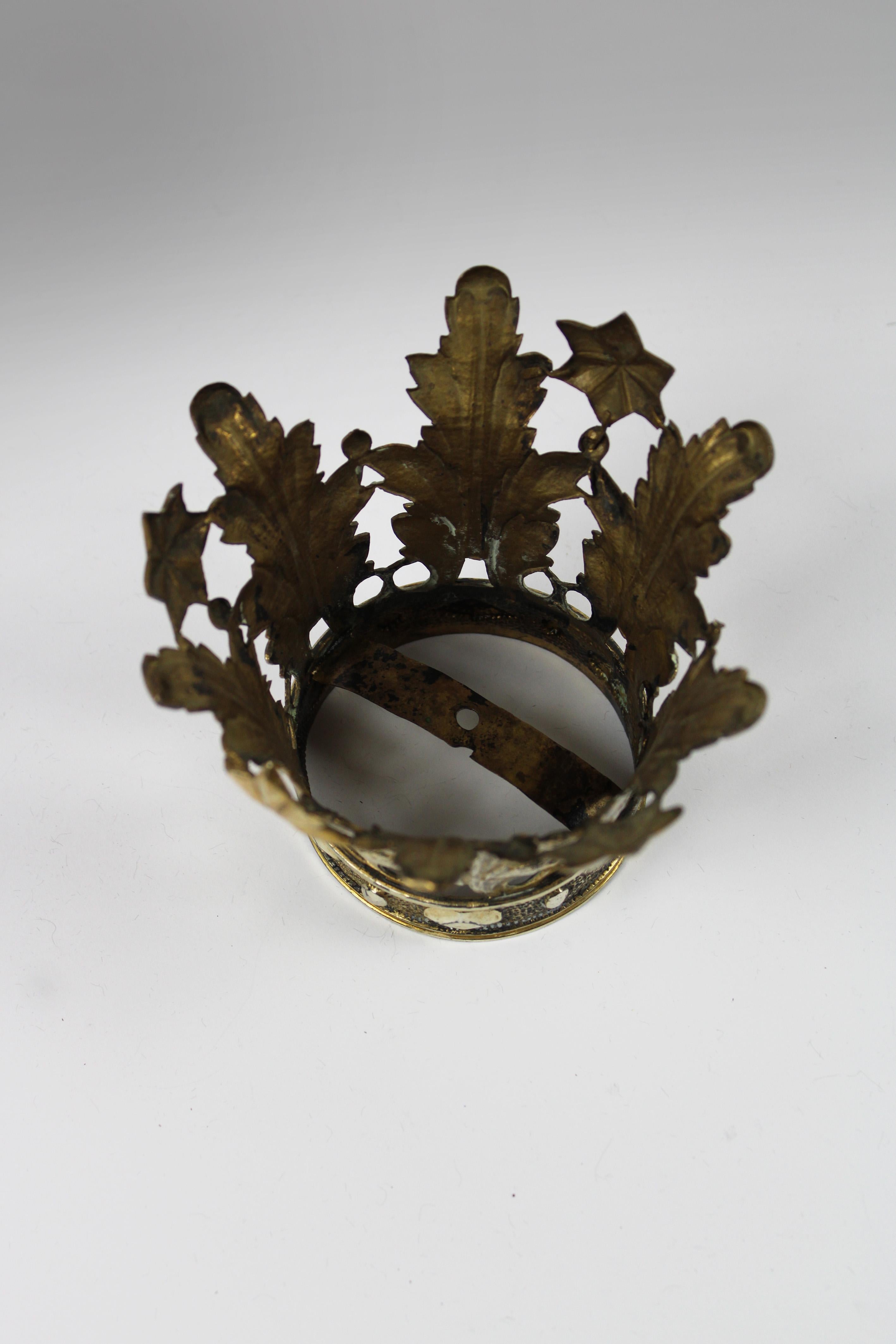 Baroque XVIIIe siècle Maria Crown Vermeille Silver Gilded Illegible Hallmarks Flanders en vente