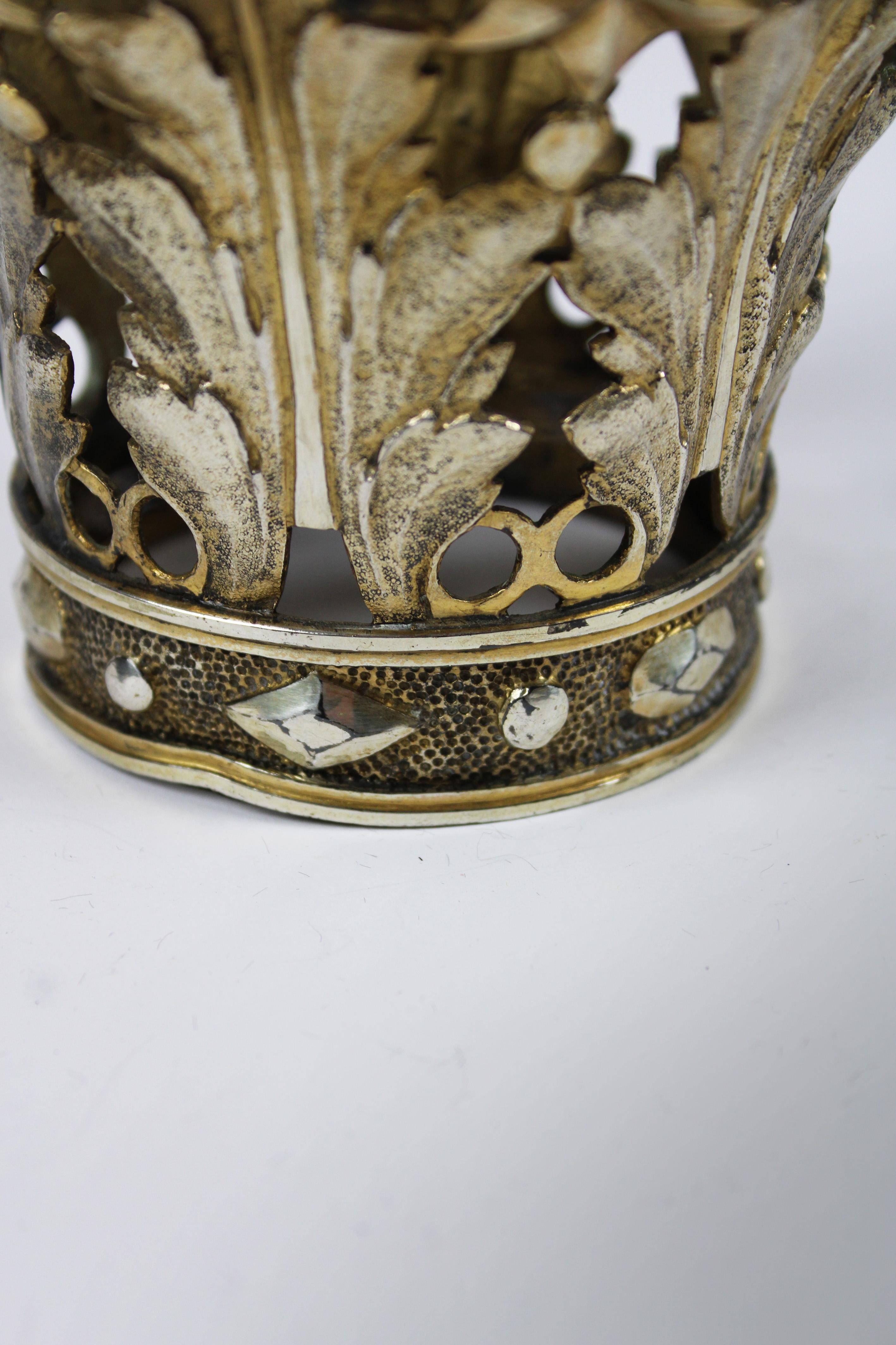 Belgian 18th Century Maria Crown Vermeille Silver Gilded Illegible Hallmarks Flanders For Sale