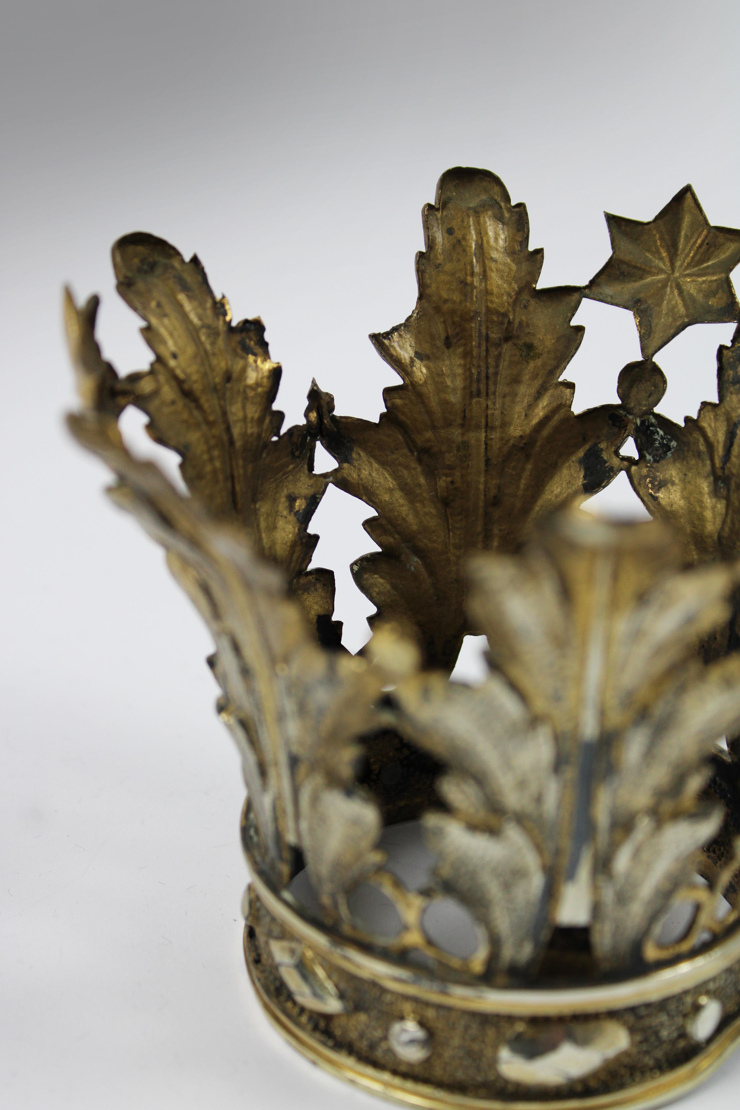 18th Century Maria Crown Vermeille Silver Gilded Illegible Hallmarks Flanders In Fair Condition For Sale In Antwerpen, BE
