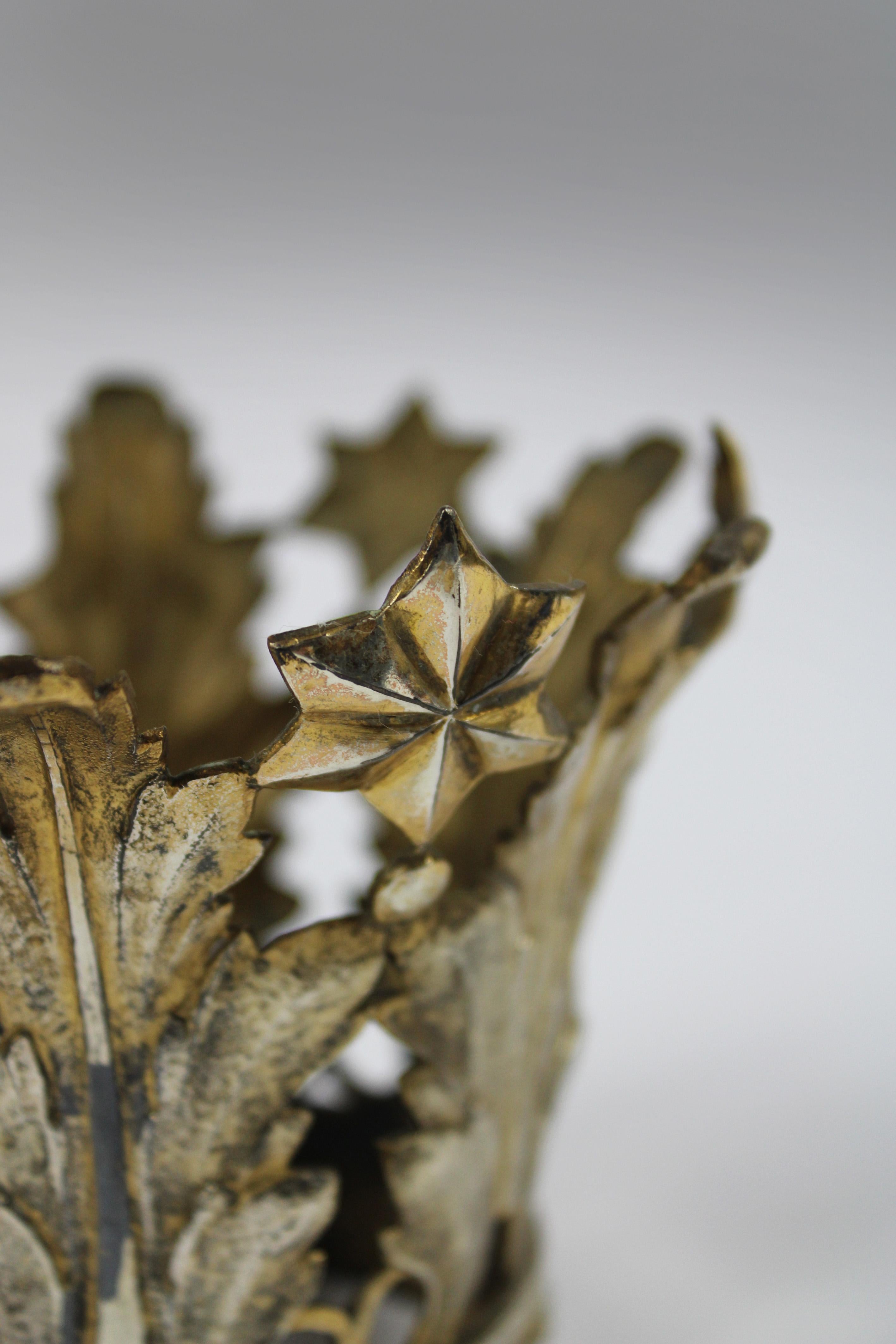Argent XVIIIe siècle Maria Crown Vermeille Silver Gilded Illegible Hallmarks Flanders en vente