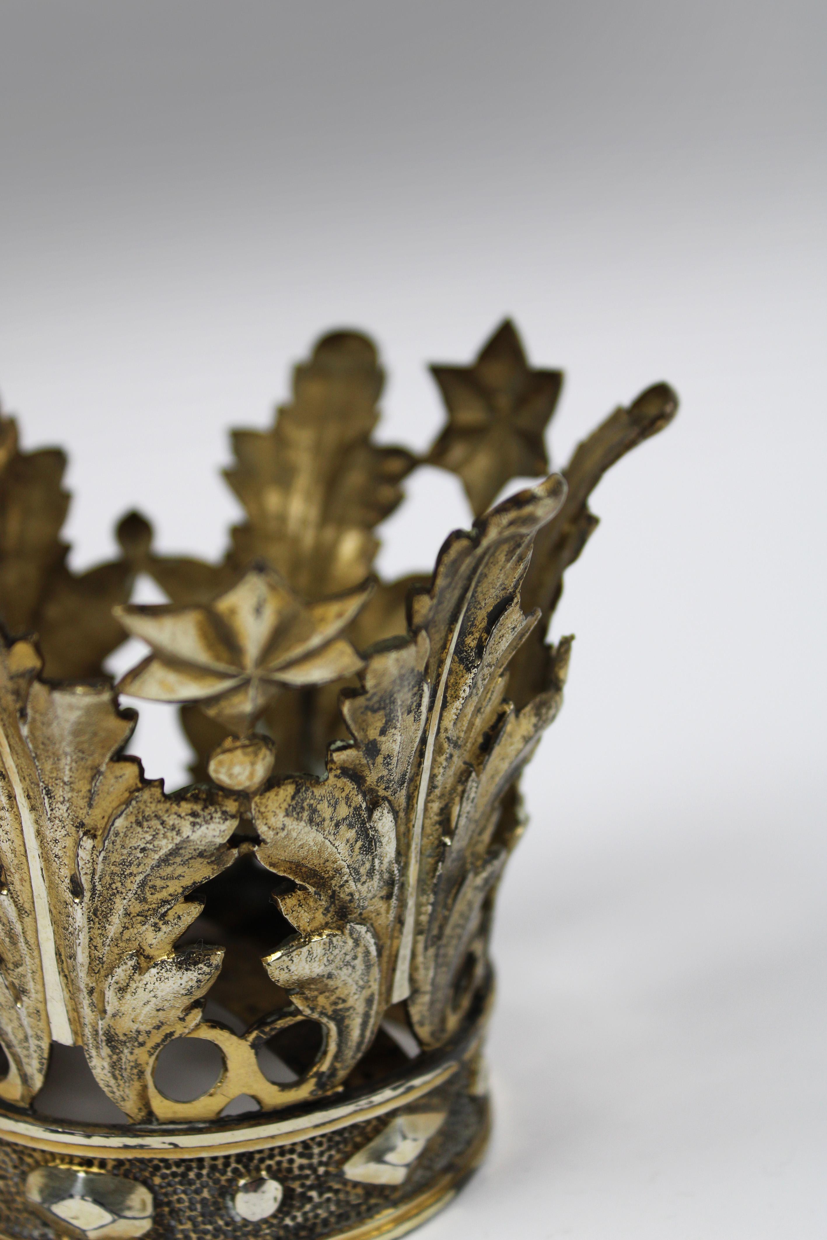 XVIIIe siècle Maria Crown Vermeille Silver Gilded Illegible Hallmarks Flanders en vente 2