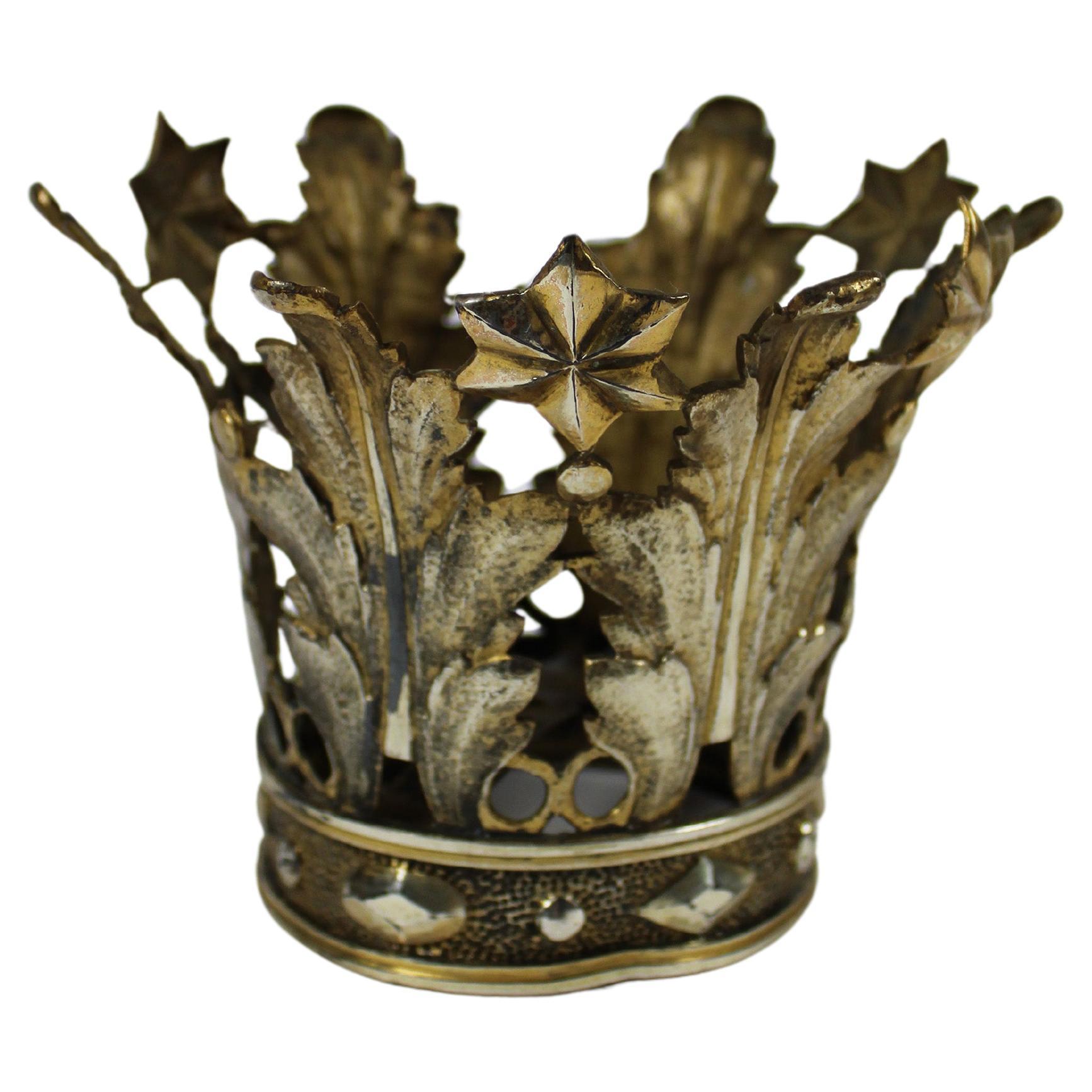 XVIIIe siècle Maria Crown Vermeille Silver Gilded Illegible Hallmarks Flanders