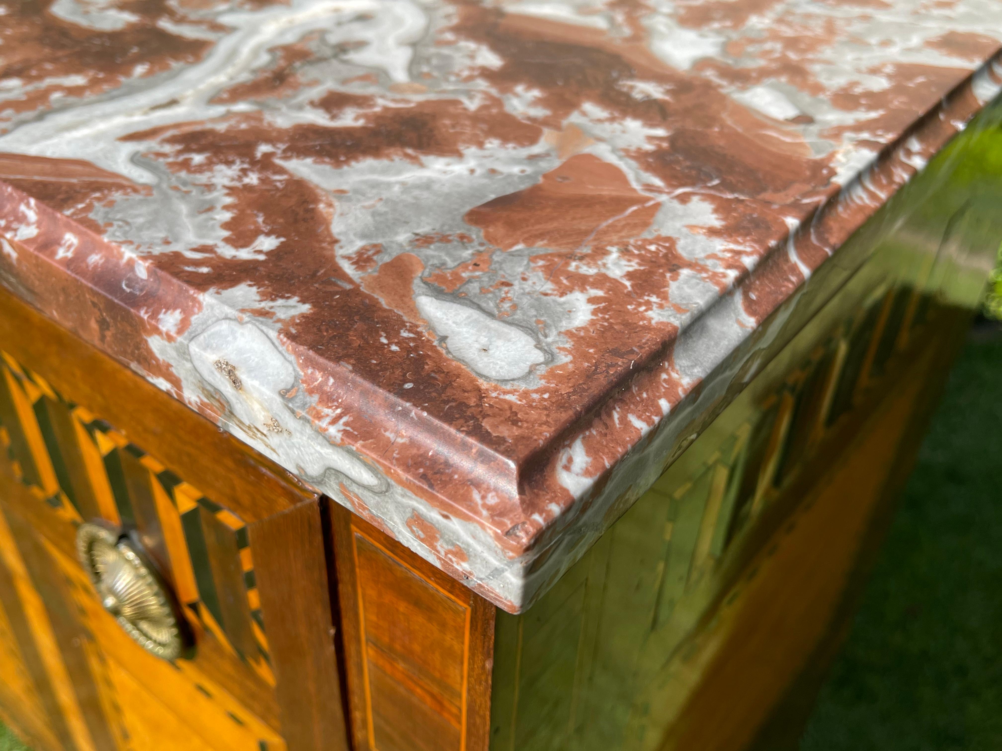 18th Century, Marquetry Commode with Marble Period Louis XVI For Sale 6