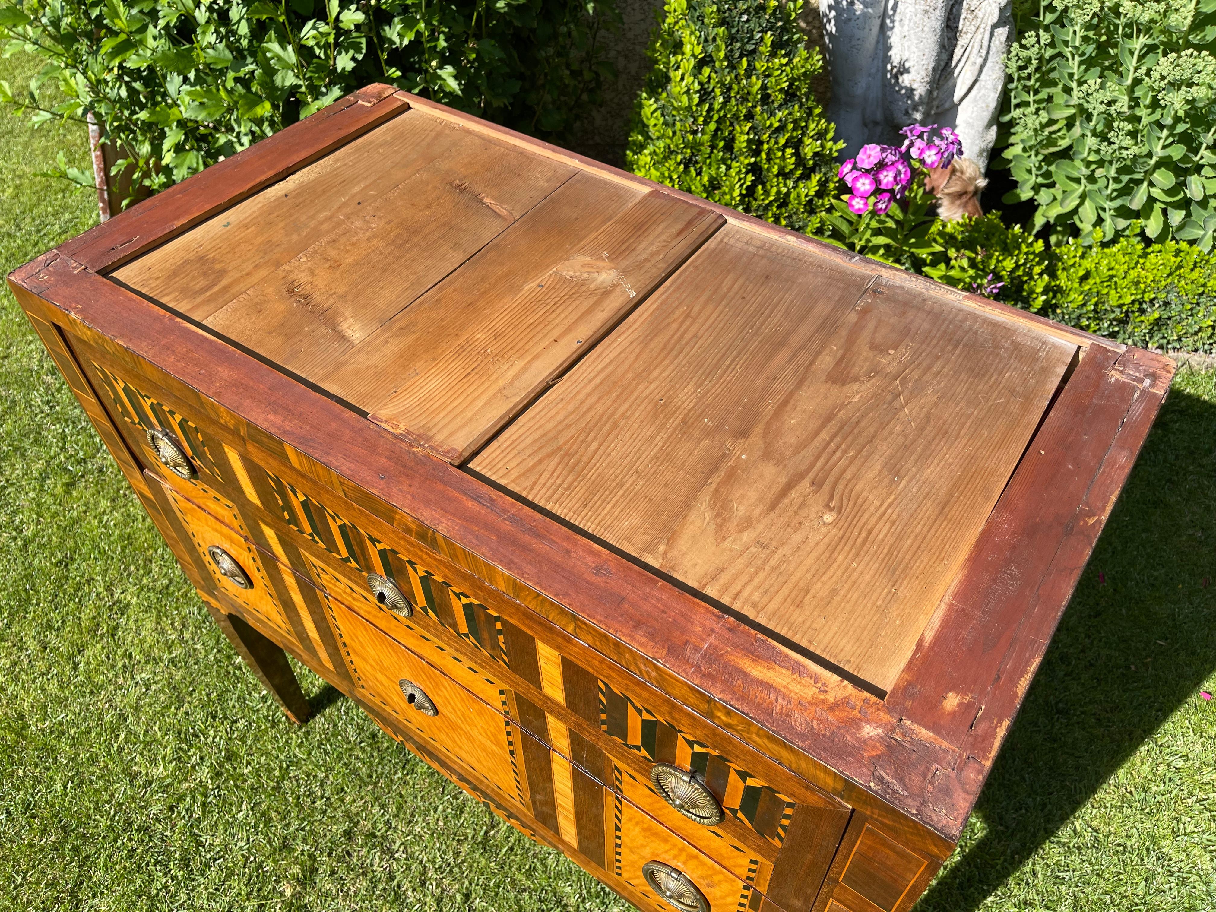 18th Century, Marquetry Commode with Marble Period Louis XVI For Sale 13