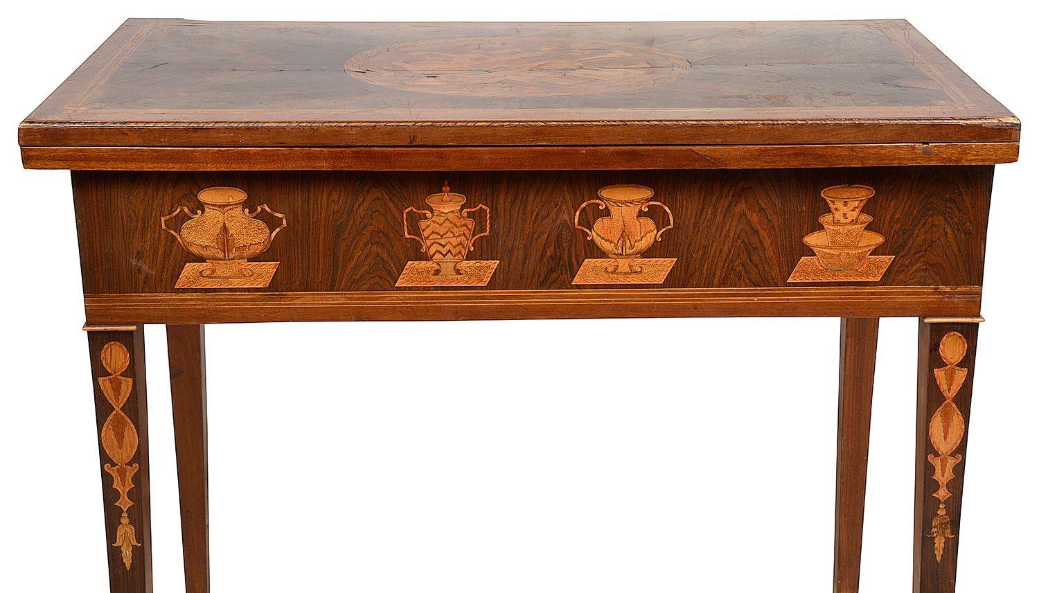 18th Century Marquetry Inlaid Card Table For Sale 6