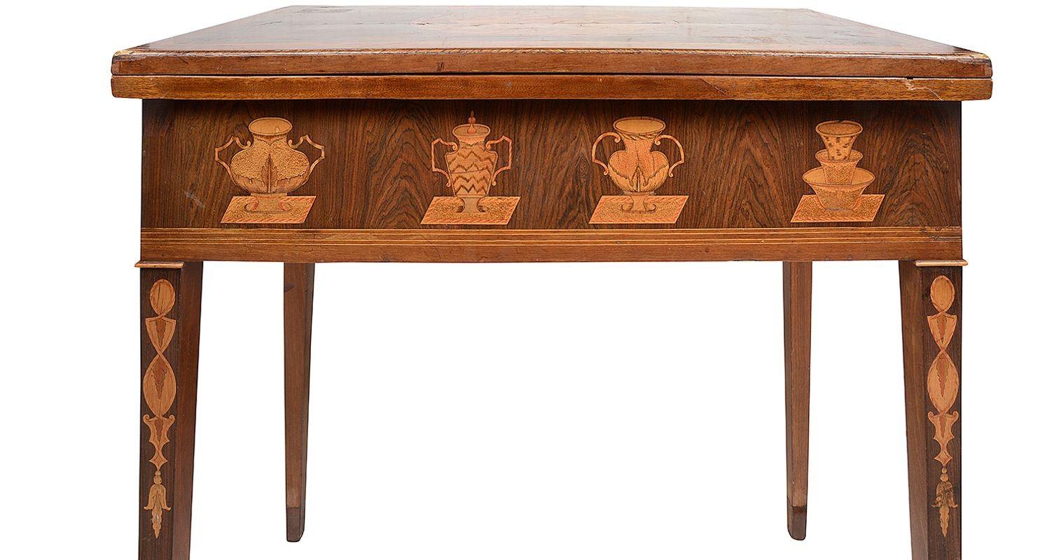 18th Century Marquetry Inlaid Card Table For Sale 7