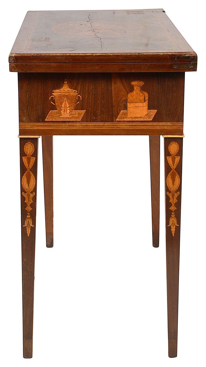 Inlay 18th Century Marquetry Inlaid Card Table For Sale