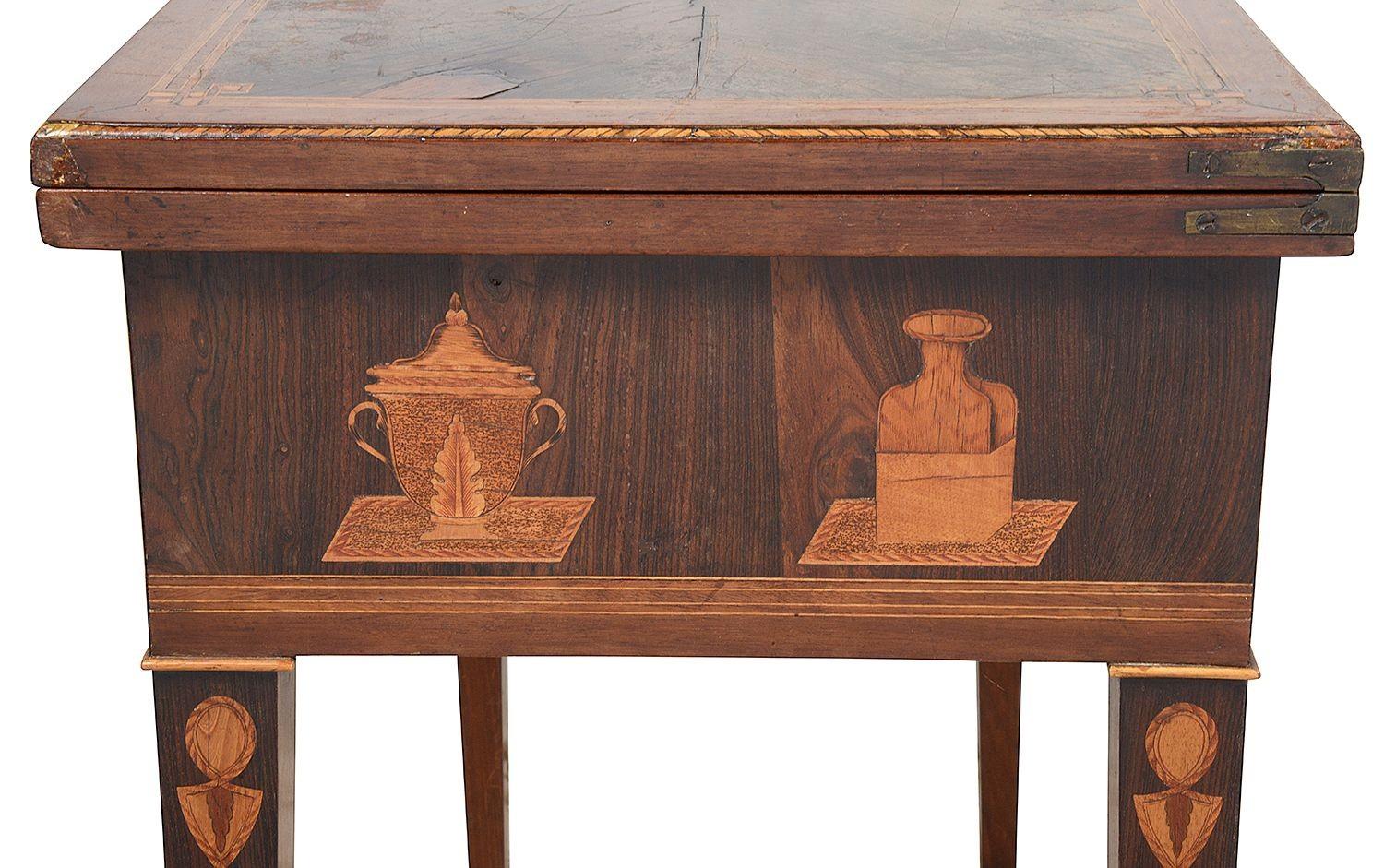 18th Century Marquetry Inlaid Card Table In Good Condition For Sale In Brighton, Sussex