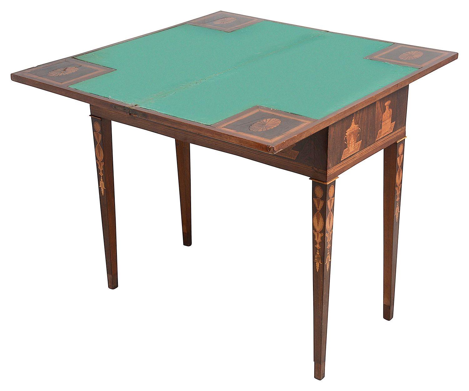 18th Century Marquetry Inlaid Card Table For Sale 1