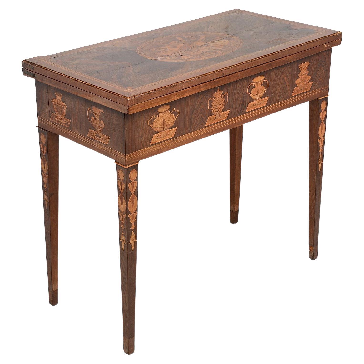 18th Century Marquetry Inlaid Card Table For Sale