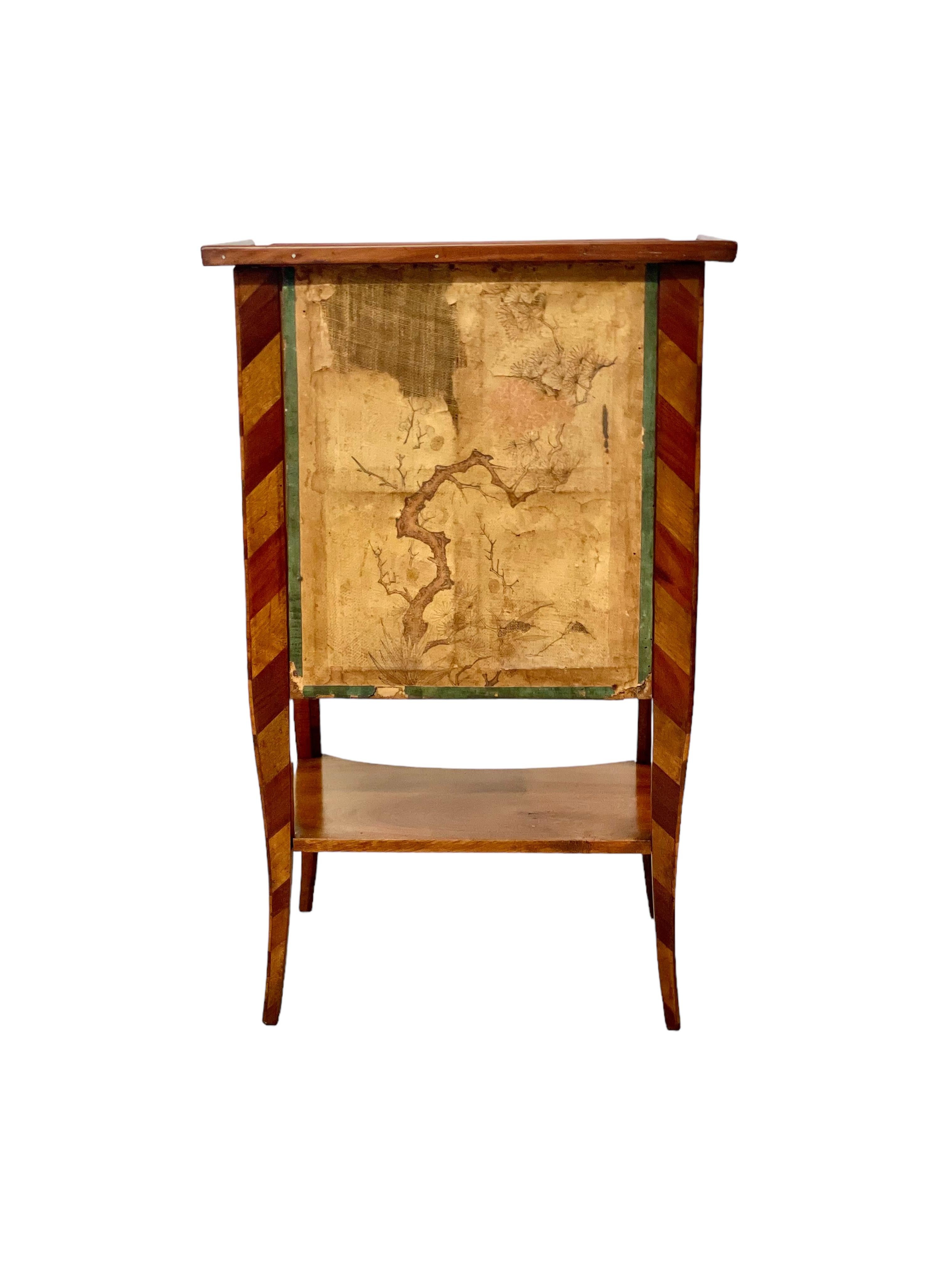 18th Century and Earlier 18th Century Marquetry Inlaid Petite Commode with Chinoiserie Screen