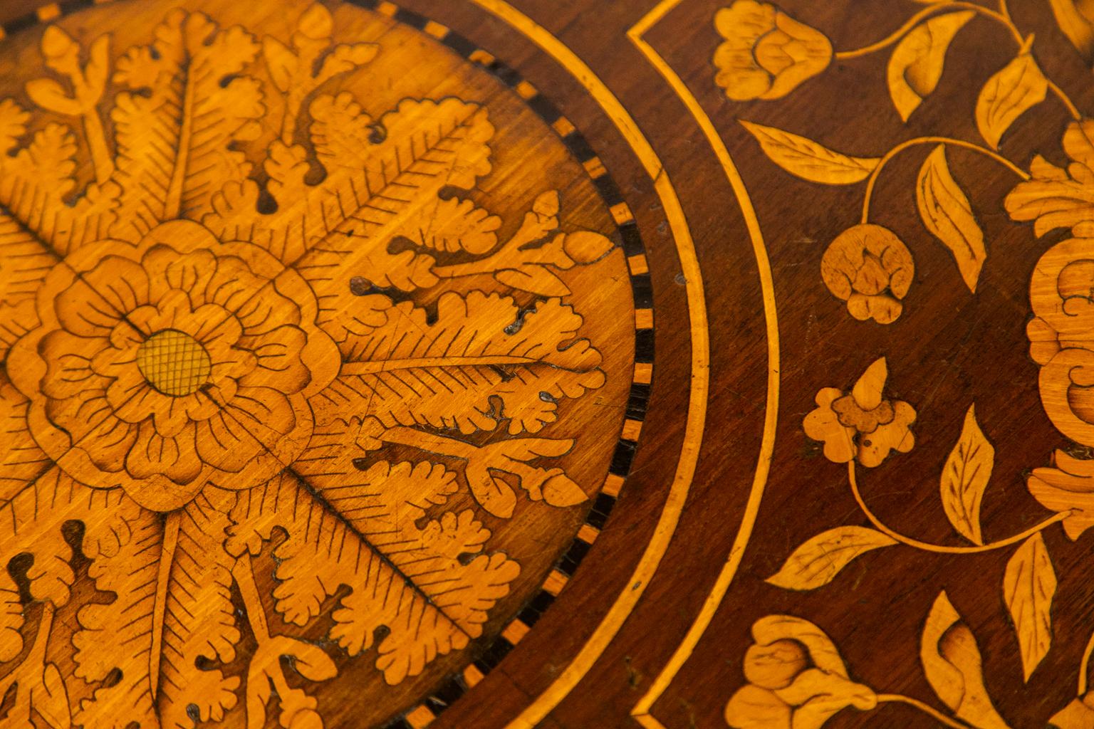Inlay 18th Century Marquetry Tilt-Top Tripod Table