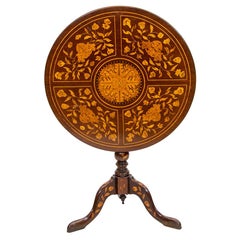 18th Century Marquetry Tilt-Top Tripod Table