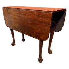 18th Century Massachusetts Mahogany Drop Leaf Table with Ball & Claw Feet