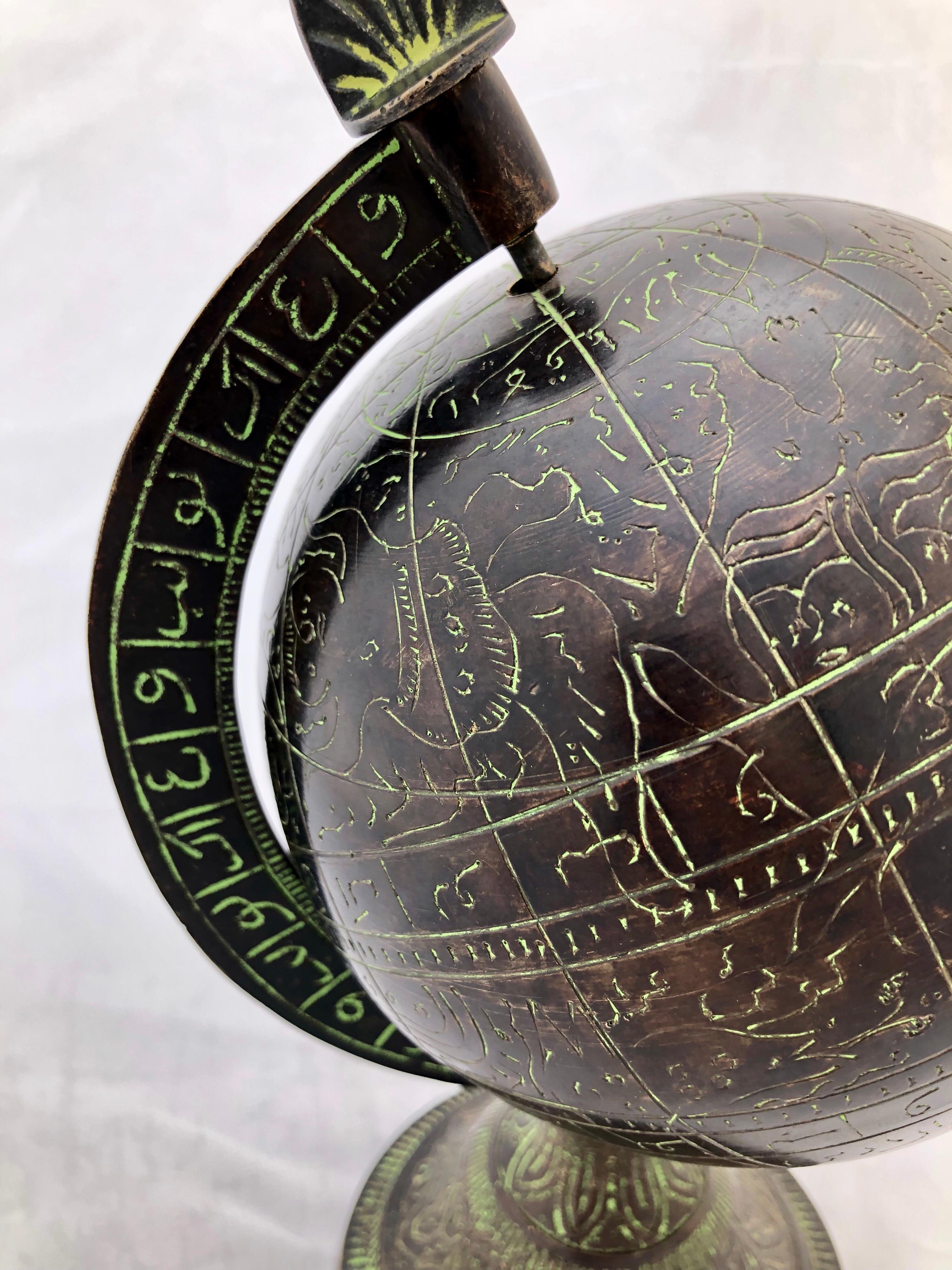 18th Century Islamic Astrolabe Sphere - Antique Bronze Celestial Globe  For Sale 4