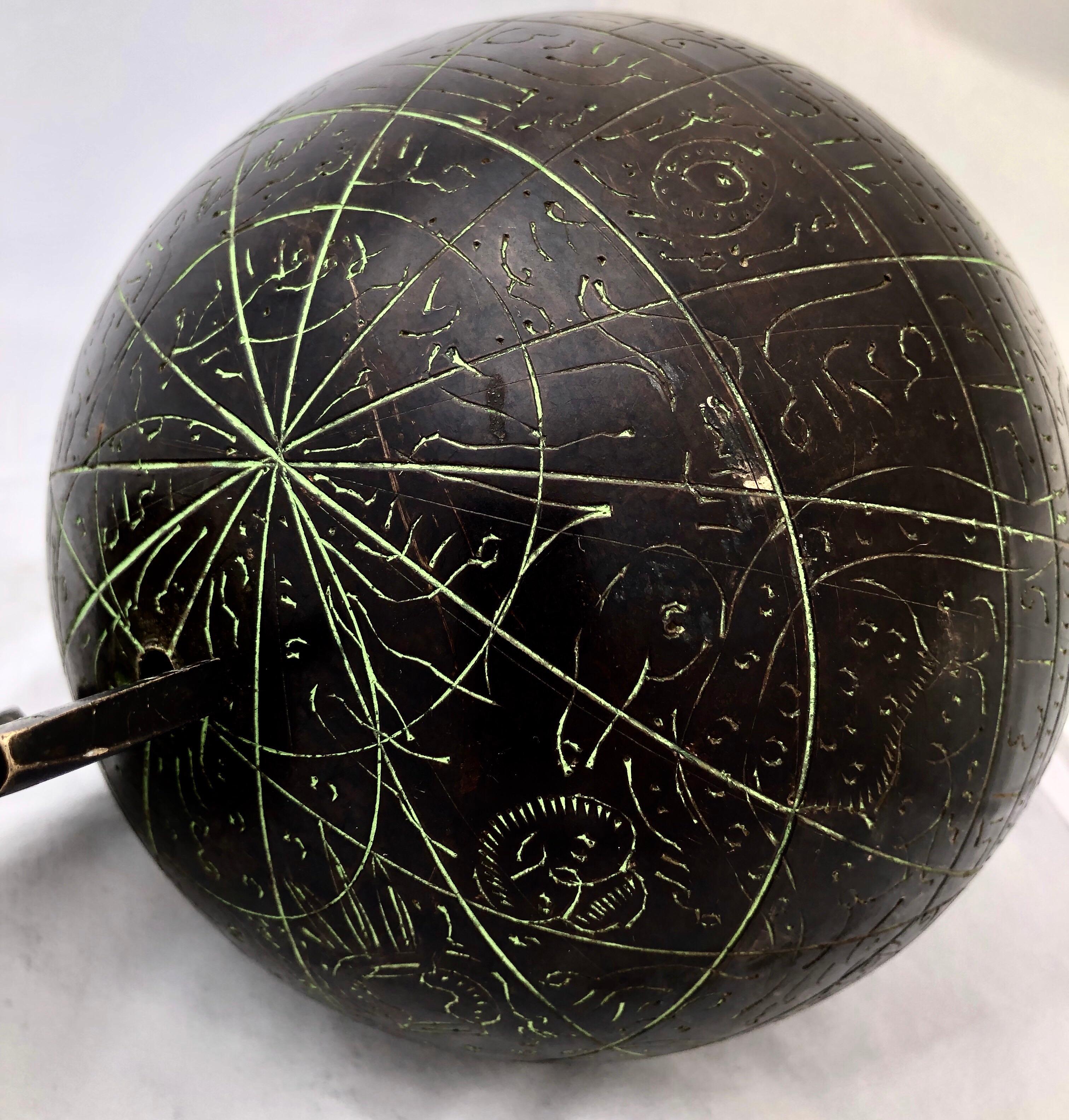 18th Century Islamic Astrolabe Sphere - Antique Bronze Celestial Globe  For Sale 8
