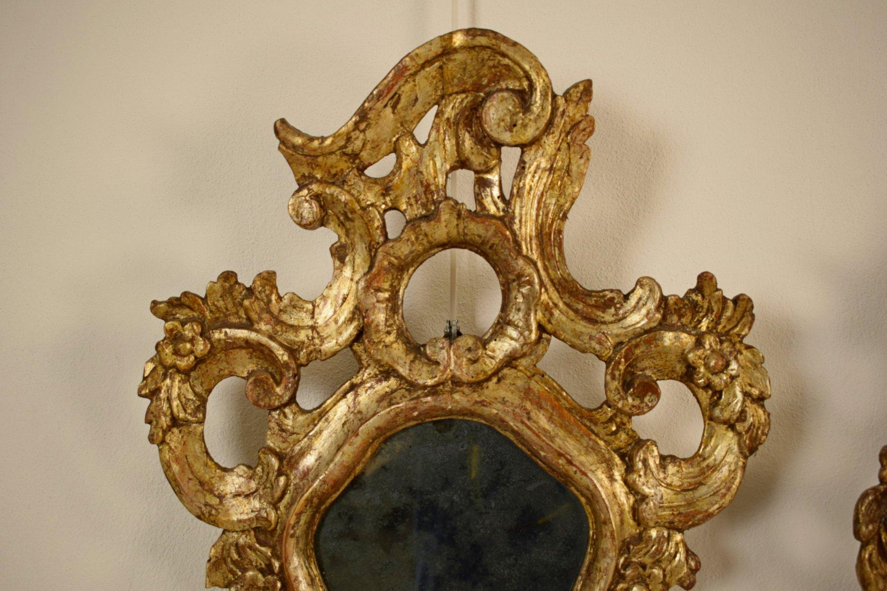 Wood 18th Century, Mecca Giltwood Pair of Italian Louis XV Candle Wall Sconce