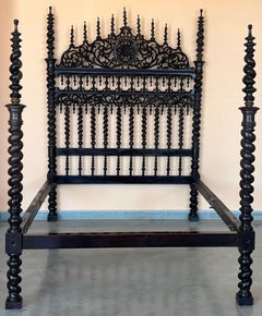 18th Century Medallion Baroque Queen Bed, Original Lisbon Bed