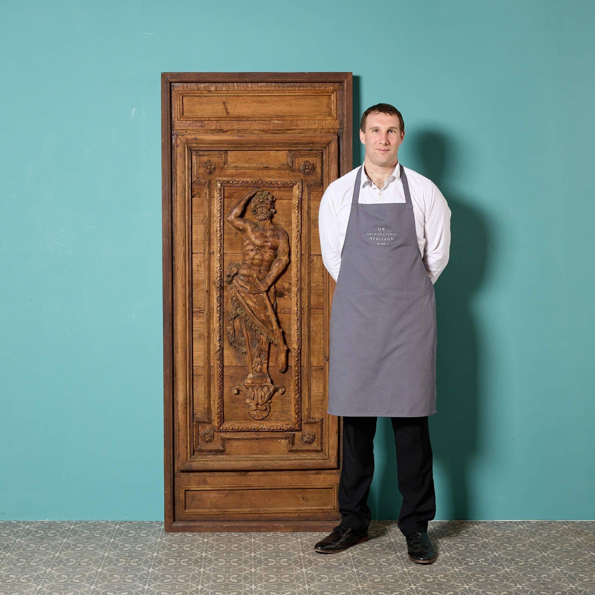 An antique 18th century medieval style carved oak door or panel; one of two similar for sale at UK Heritage.

Previously used as a decorative panel and transformed into a door, this carved antique door is a fascinating piece, making a spectacular