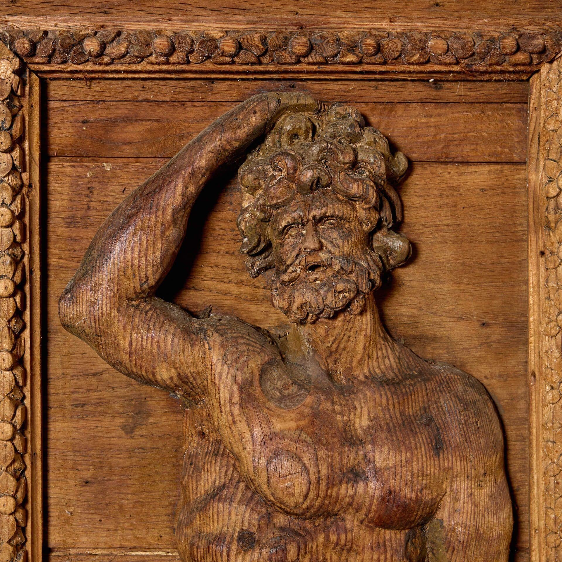 French 18th Century Medieval Style Carved Oak Door or Panel For Sale