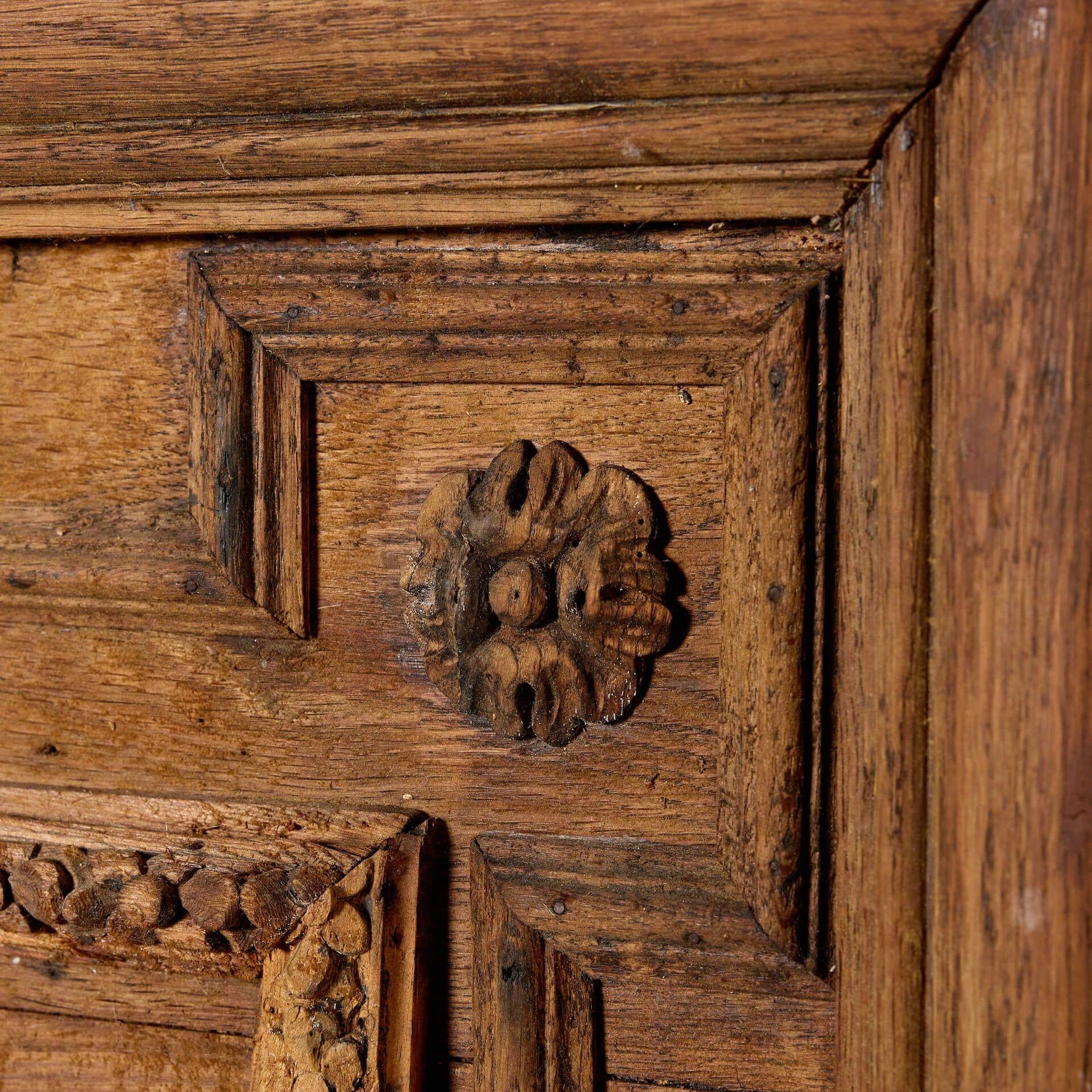 Wood 18th Century Medieval Style Carved Oak Door or Panel For Sale