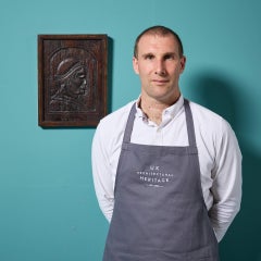 18th Century Medieval Style Carved Oak Portrait Panel of St Luke