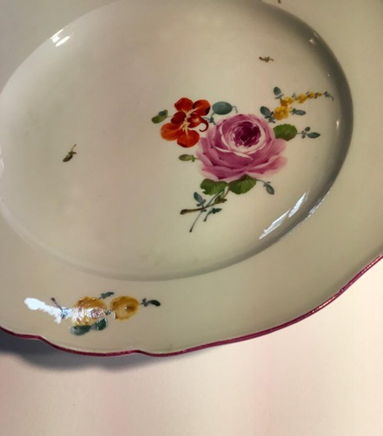 18th Century Meissen 12 Antique Floral Victorian Style Porcelain Dining Dishes For Sale at 1stdibs