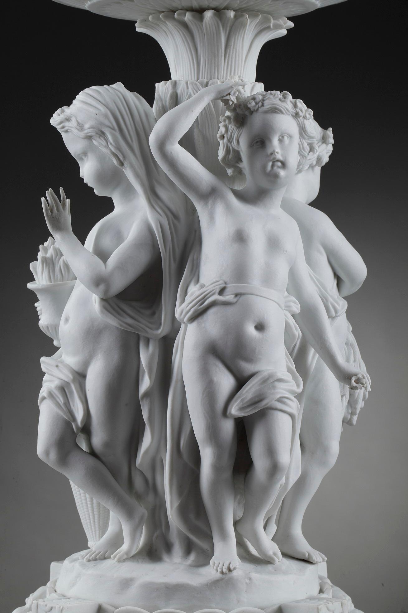 Neoclassical 18th Century Meissen Bisque Centerpiece The Four Seasons