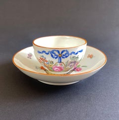 18th Century  Meissen Cup and Saucer, Marcolini Period Floral Basket, Germany