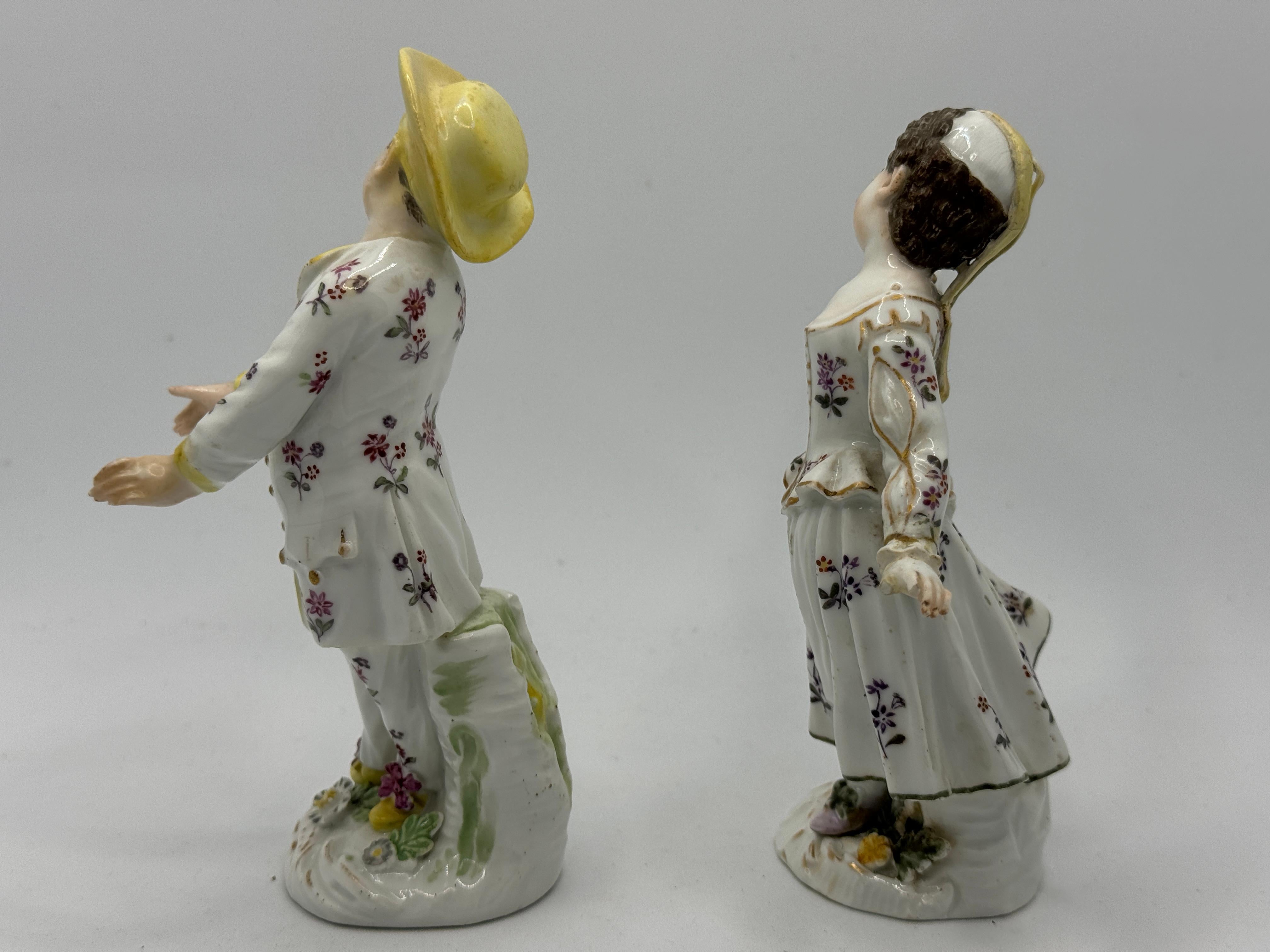 Dipinto a mano Figure di Meissen del XVIII secolo 