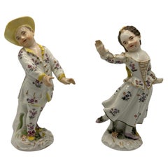 Figuras de Meissen del siglo XVIII "Niños bailando"