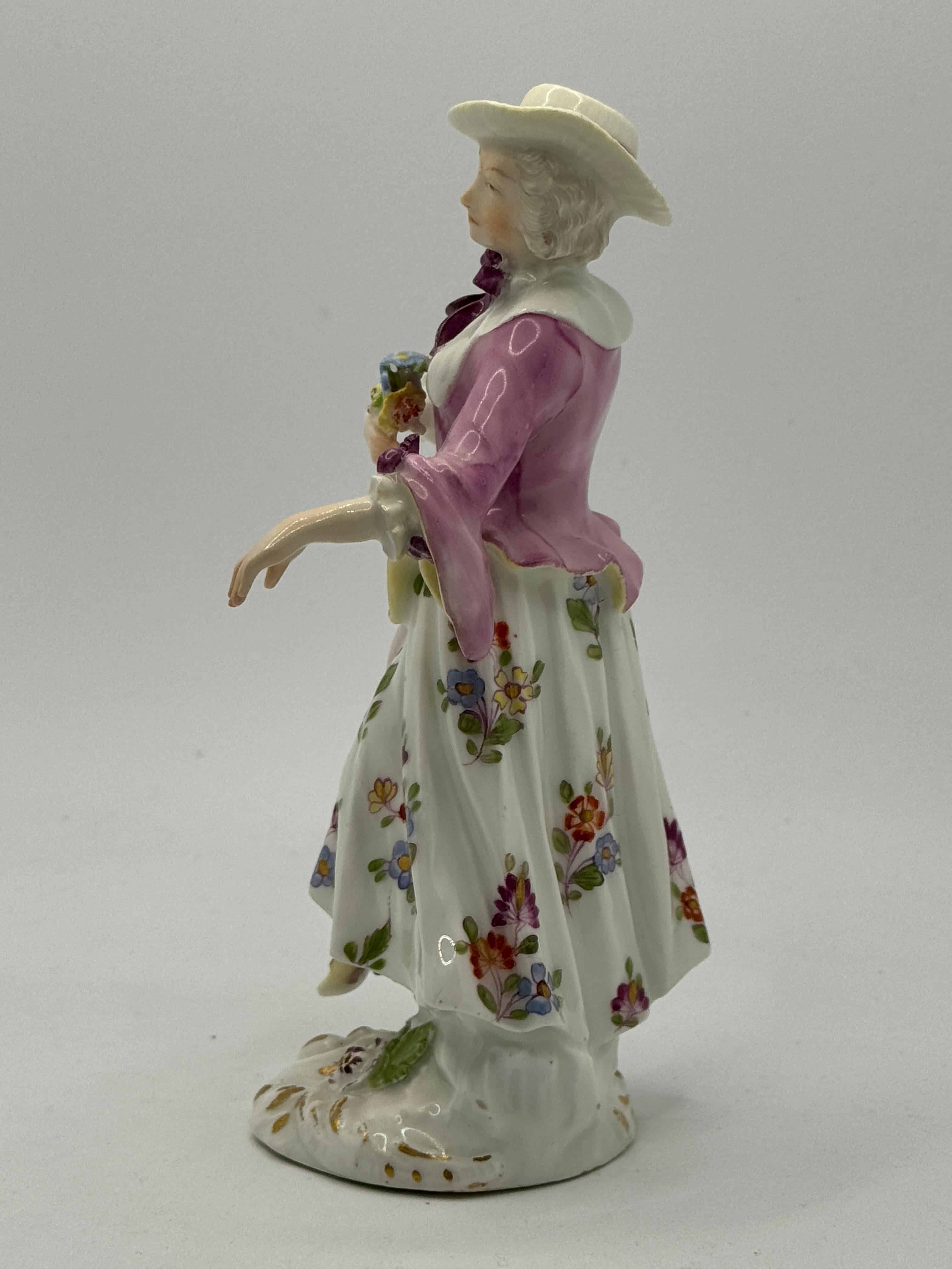 Figurilla de dama de Meissen del siglo XVIII Rococó en venta