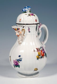 18th Century Meissen Lidded Mustard Jug, Bouquets and Scattered Flowers, ca 1745