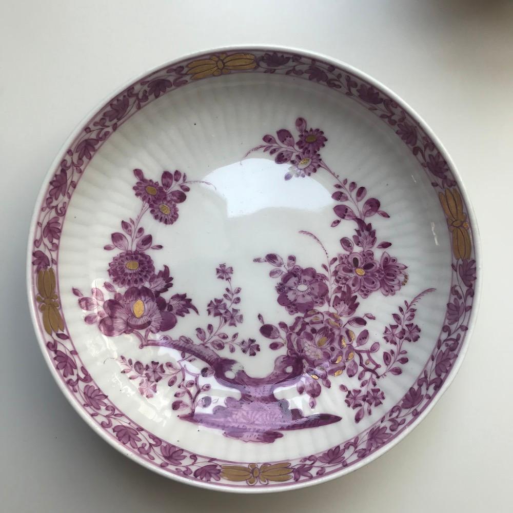 European 18th Century Meissen Opulent Purple Cup and Saucer For Sale