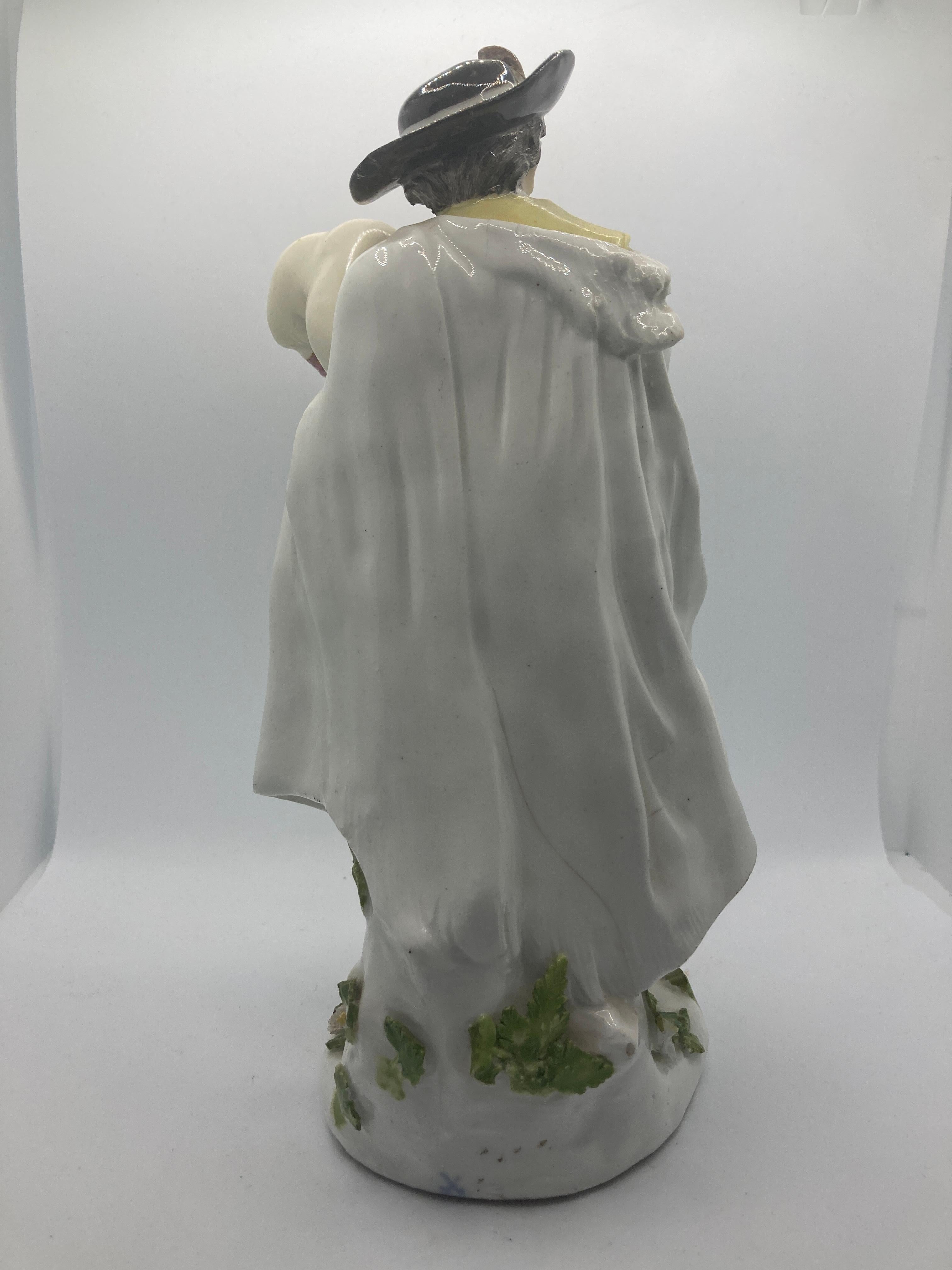 Hand-Crafted 18th Century Meissen Porcelain Figure, 'Piedmontese Bagpiper' For Sale