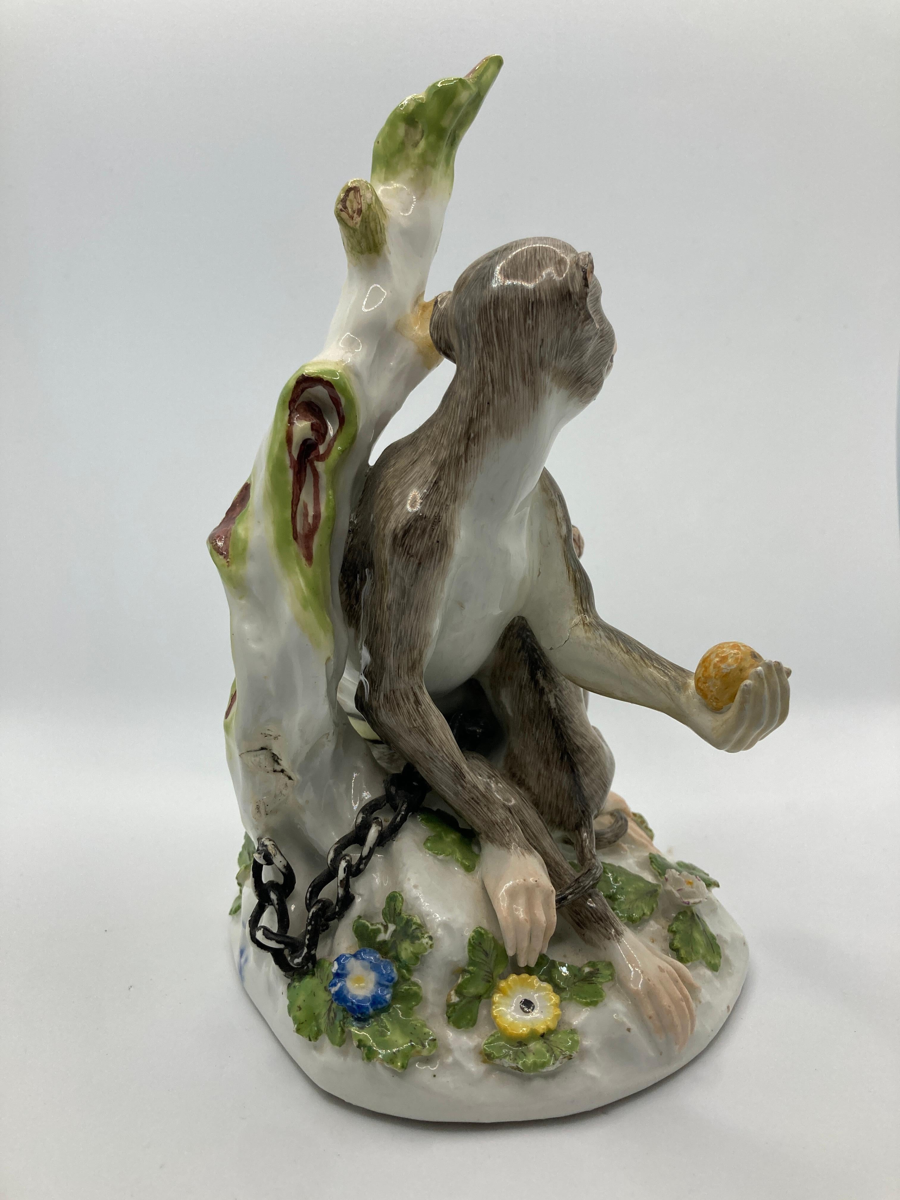 18th Century Meissen Porcelain Figure, 'Rhesus Monkey and child' For Sale 3