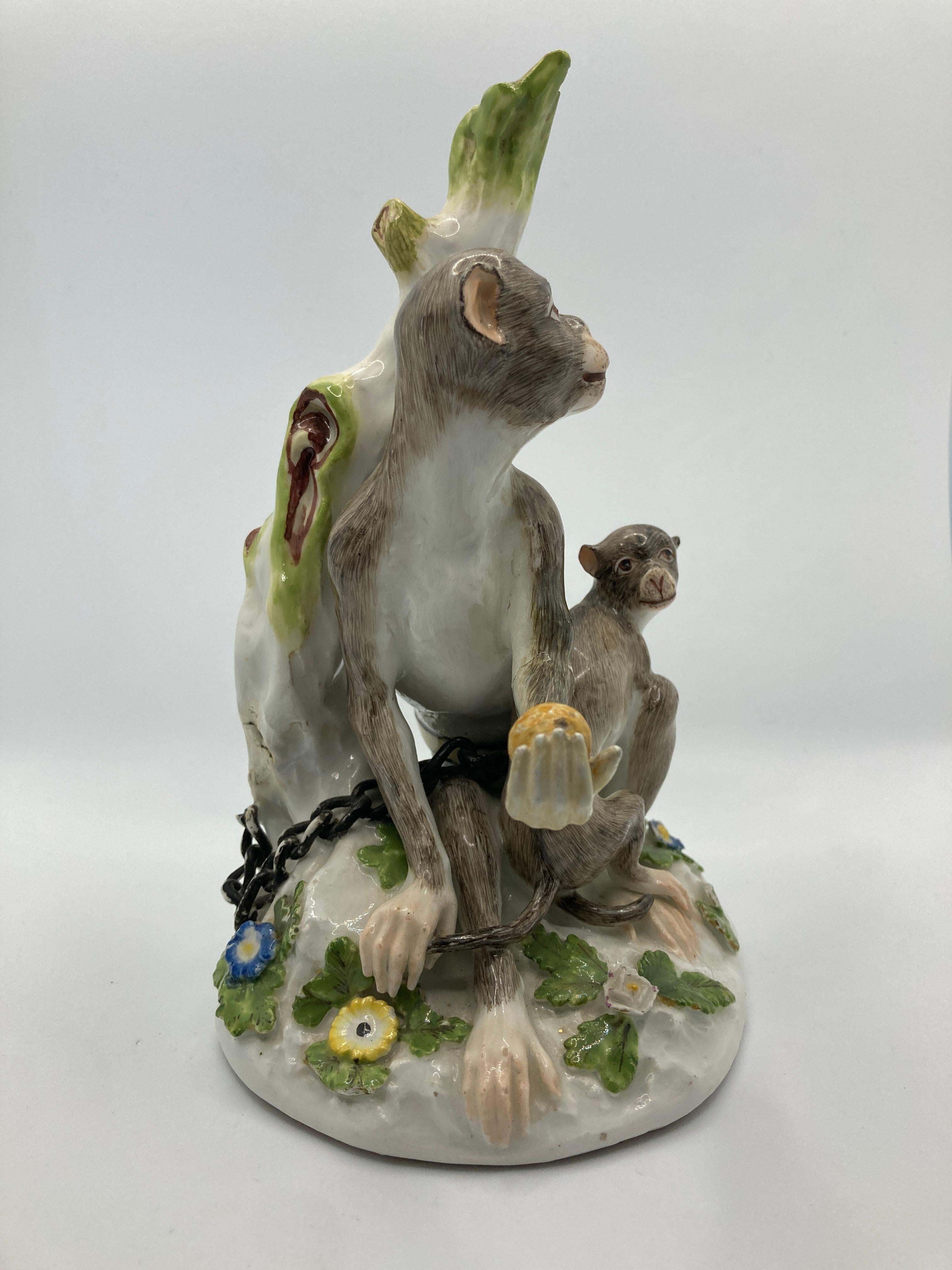 18th Century Meissen Porcelain Figure, 'Rhesus Monkey and child' For Sale 4