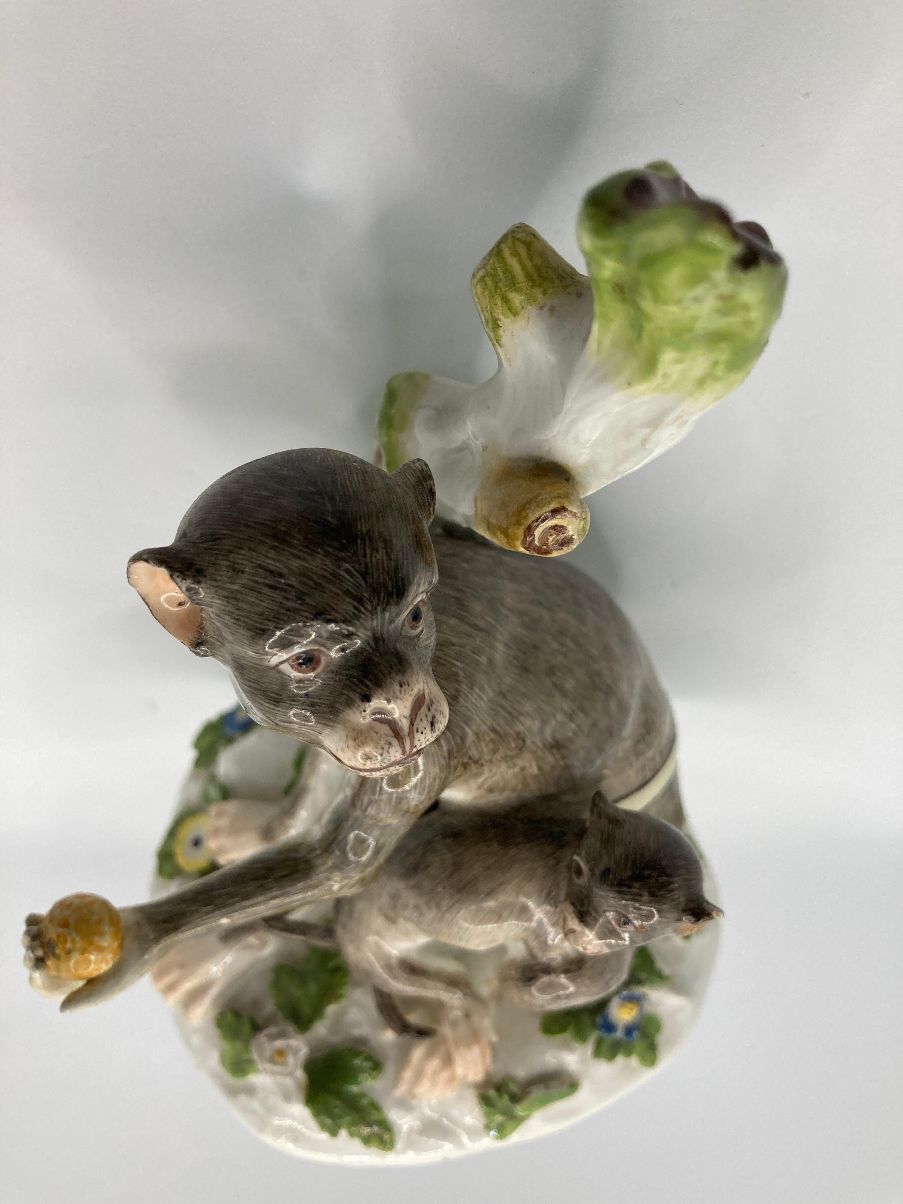18th Century Meissen Porcelain Figure, 'Rhesus Monkey and child' For Sale 7