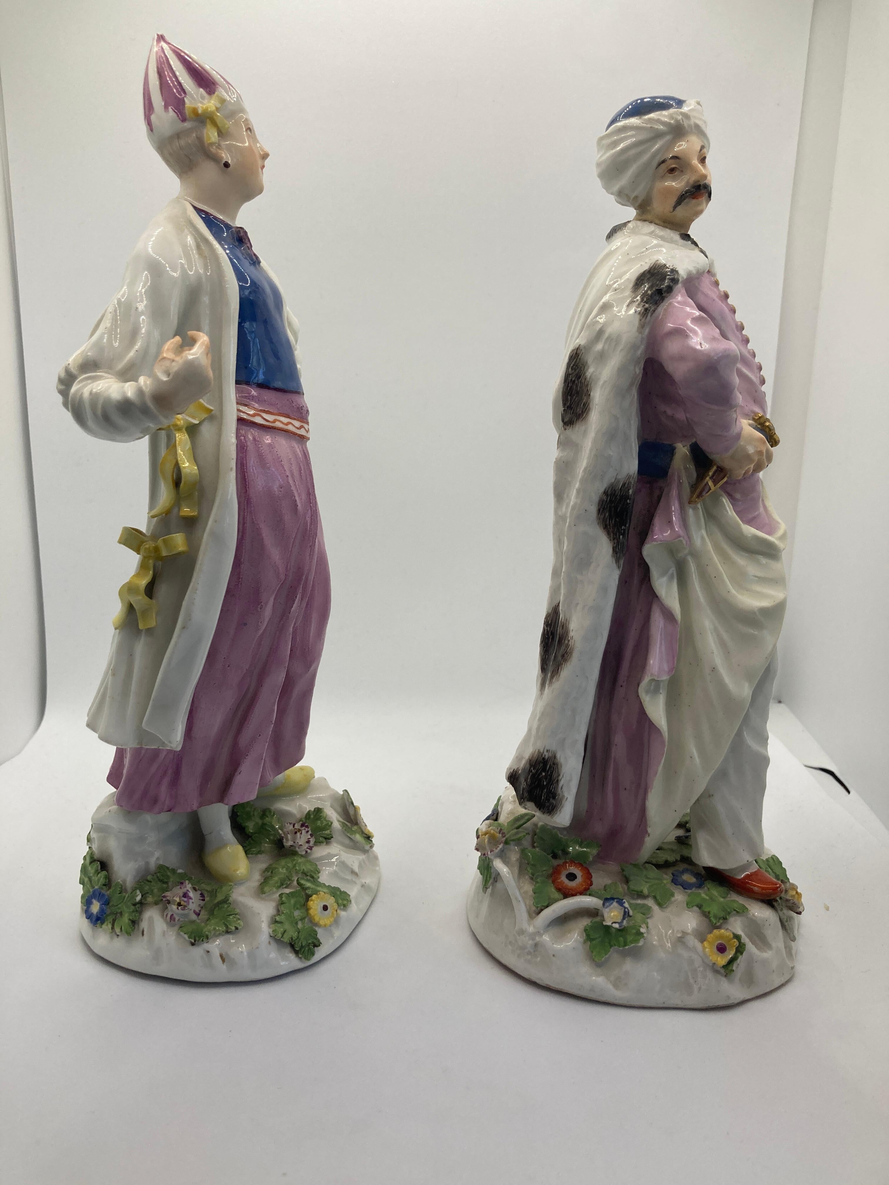 Meissen Porcelain Figuren des 18. Jahrhunderts, 'Türkische / Persische Dame & Herr'  im Angebot 2