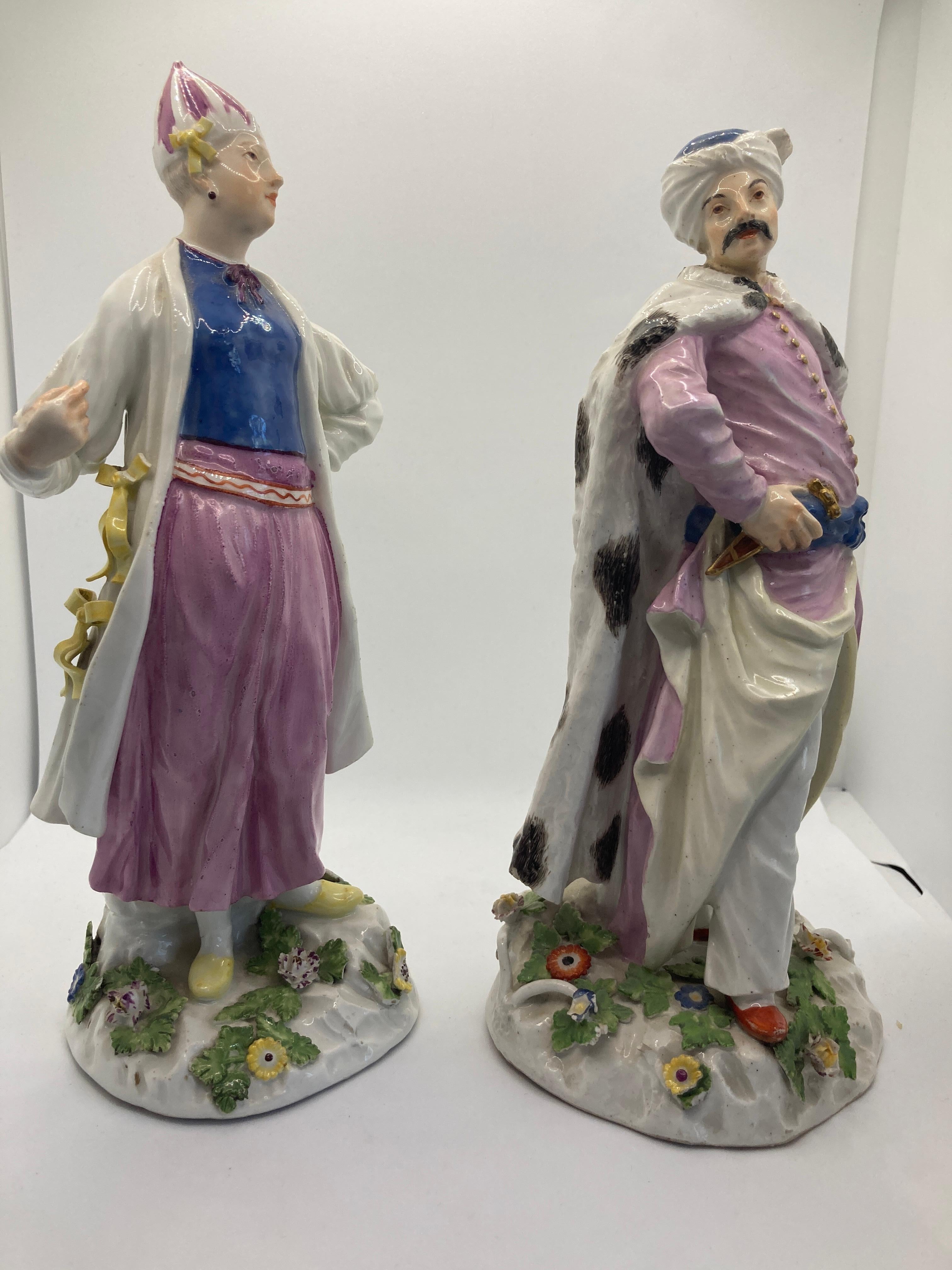 Meissen Porcelain Figuren des 18. Jahrhunderts, 'Türkische / Persische Dame & Herr'  im Angebot 3